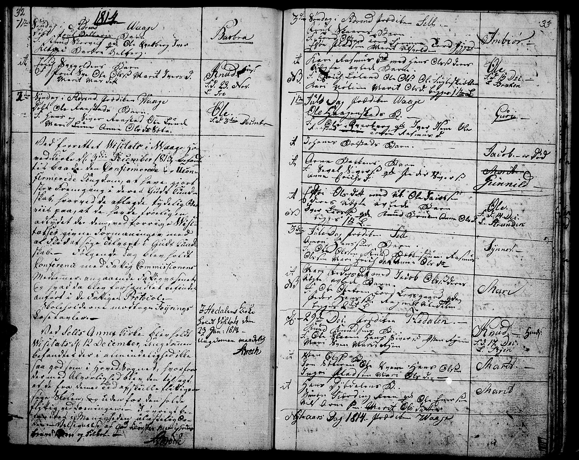 Vågå prestekontor, SAH/PREST-076/H/Ha/Haa/L0002: Parish register (official) no. 2, 1810-1815, p. 32-33