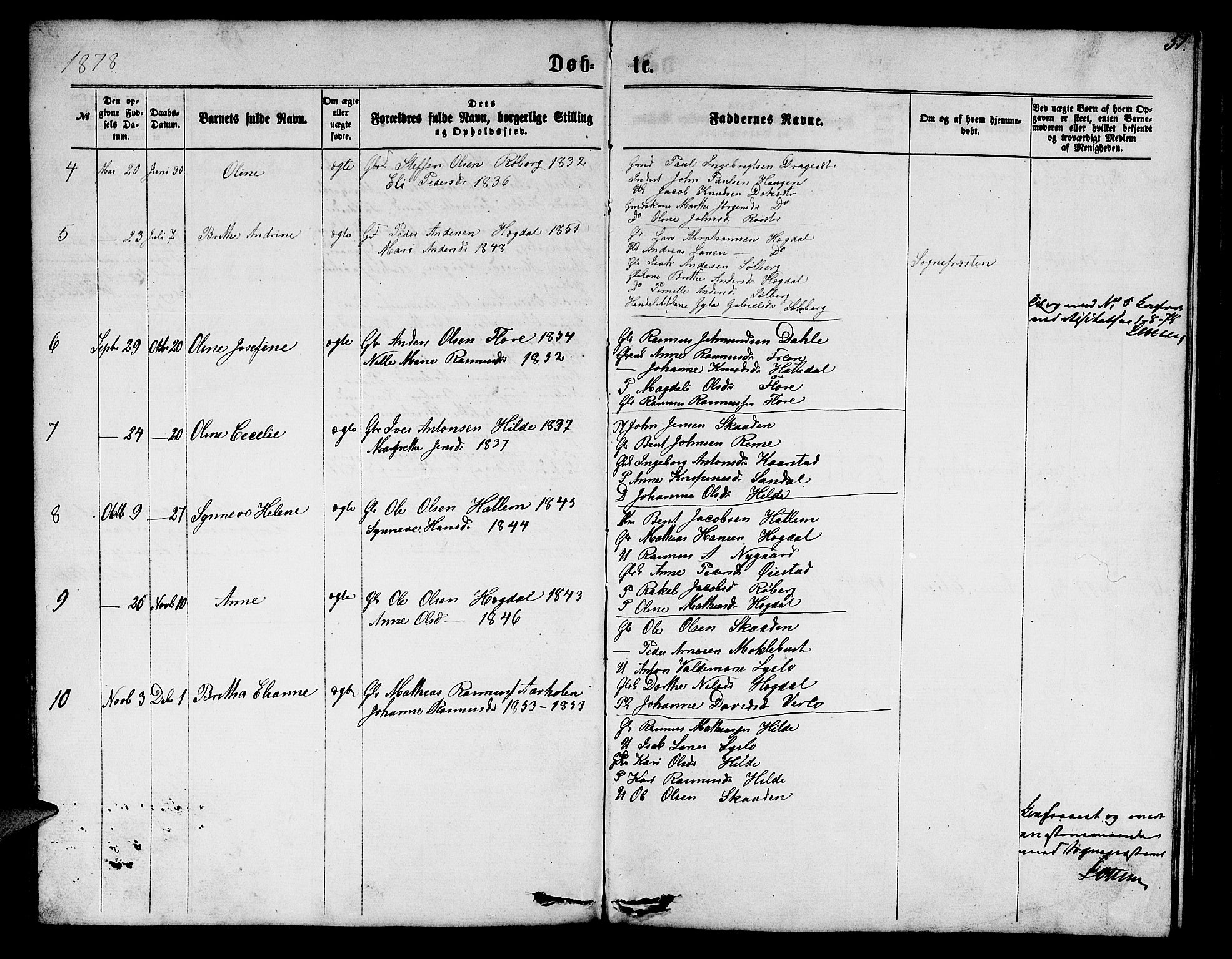 Innvik sokneprestembete, SAB/A-80501: Parish register (copy) no. A 2, 1864-1885, p. 51