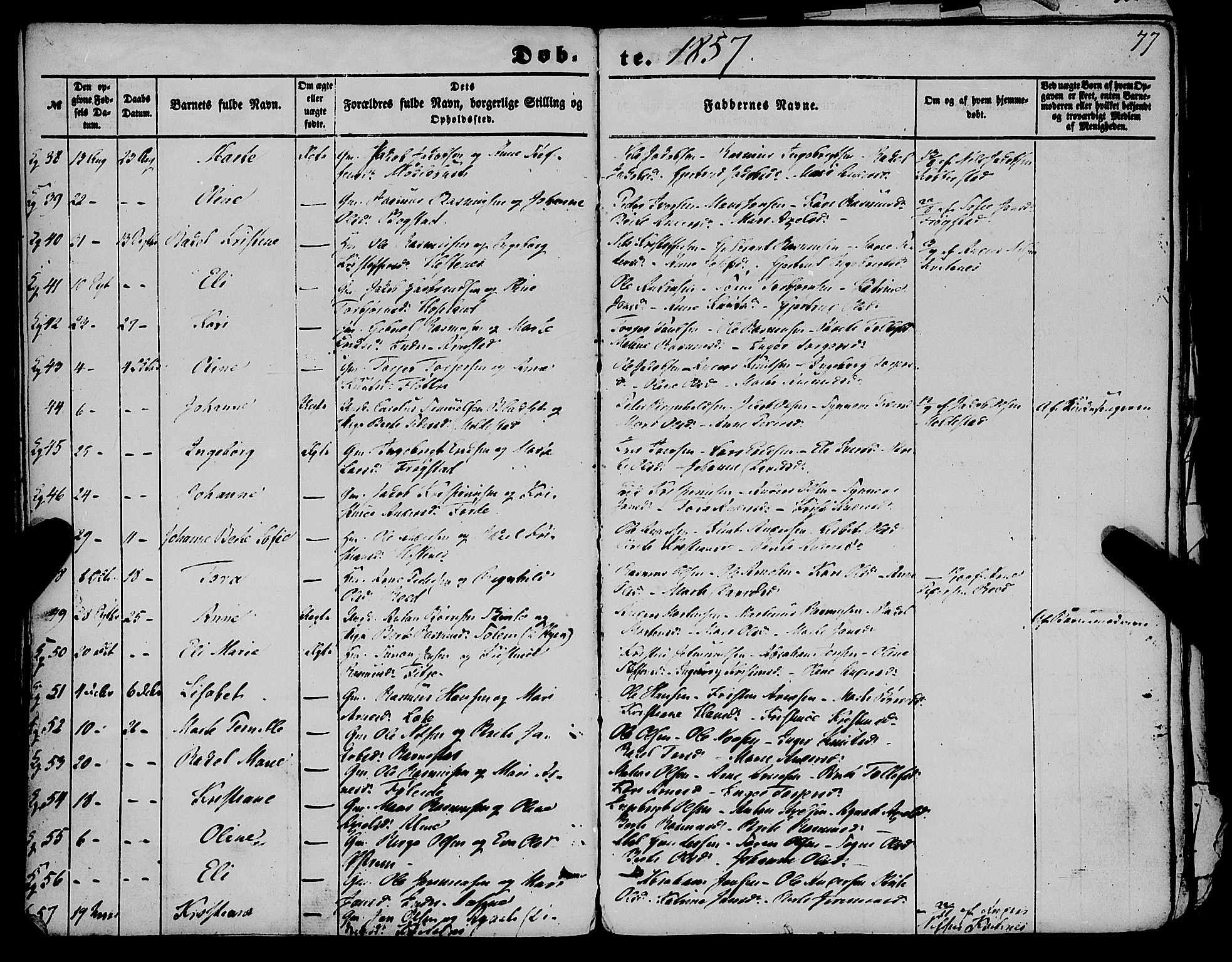 Gloppen sokneprestembete, AV/SAB-A-80101/H/Haa/Haaa/L0009: Parish register (official) no. A 9, 1855-1870, p. 77