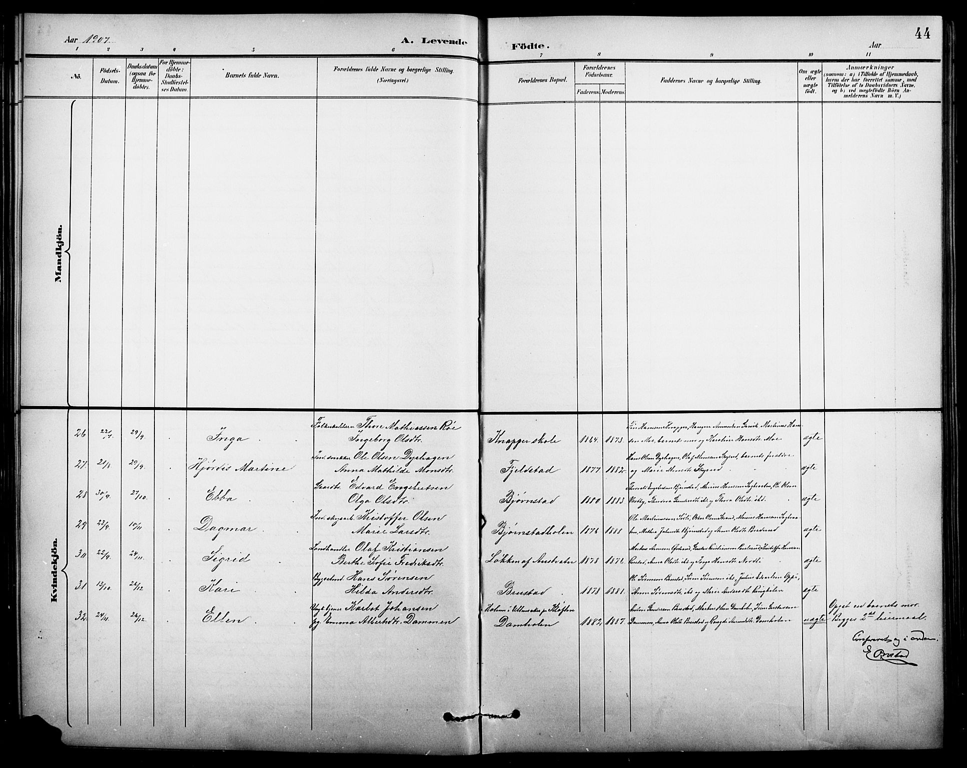 Nord-Odal prestekontor, AV/SAH-PREST-032/H/Ha/Hab/L0002: Parish register (copy) no. 2, 1895-1921, p. 44