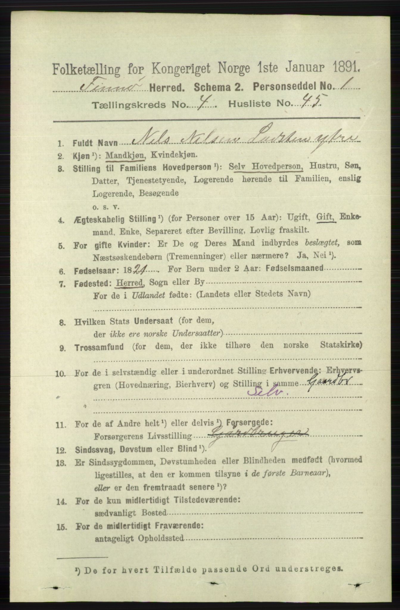 RA, 1891 census for 1141 Finnøy, 1891, p. 1074