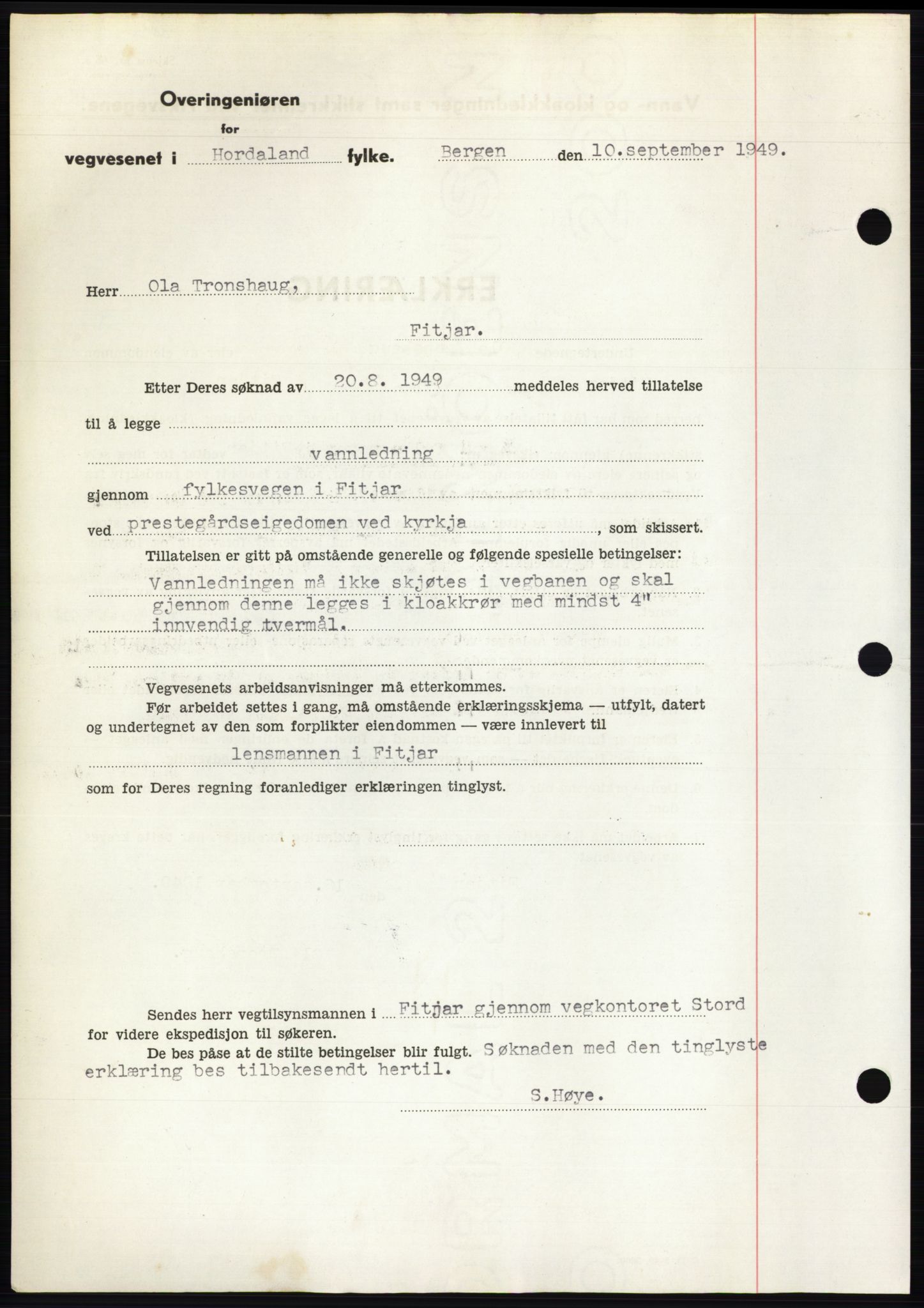 Sunnhordland sorenskrivar, AV/SAB-A-2401: Mortgage book no. B75-79, 1948-1950, Diary no: : 2439/1949