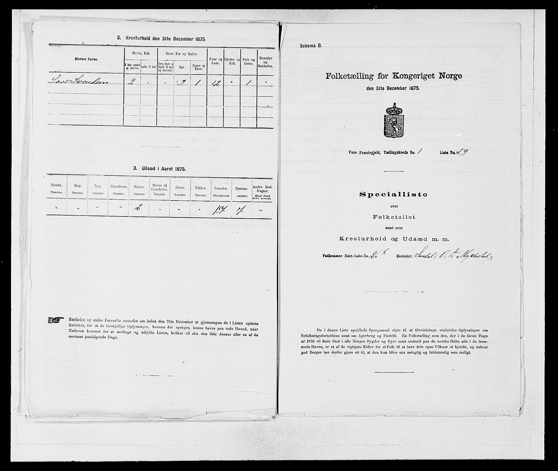 SAB, 1875 census for 1249P Fana, 1875, p. 149