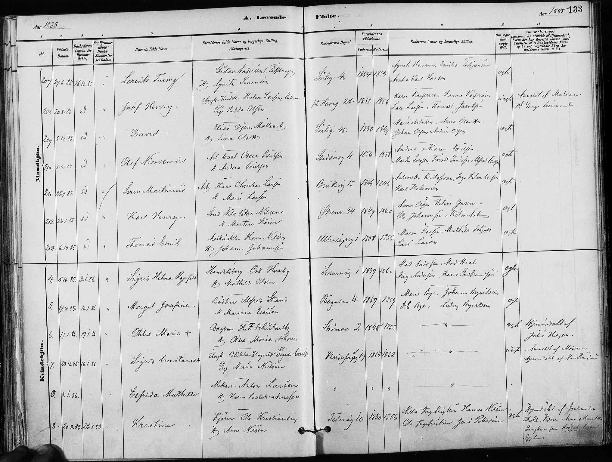 Kampen prestekontor Kirkebøker, SAO/A-10853/F/Fa/L0001: Parish register (official) no. I 1, 1880-1886, p. 133