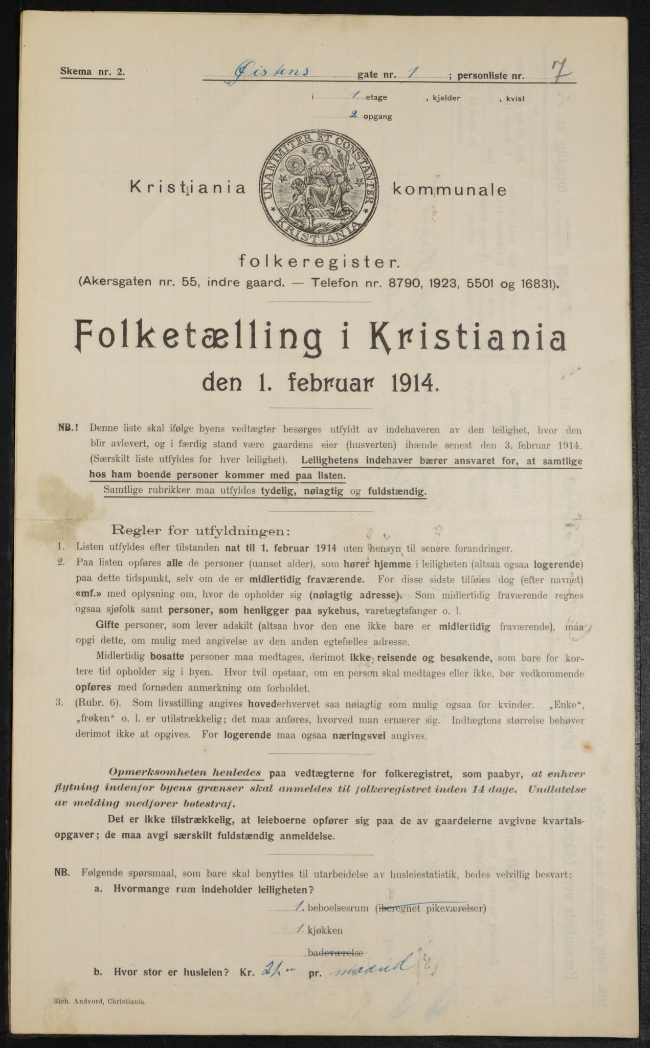 OBA, Municipal Census 1914 for Kristiania, 1914, p. 131296