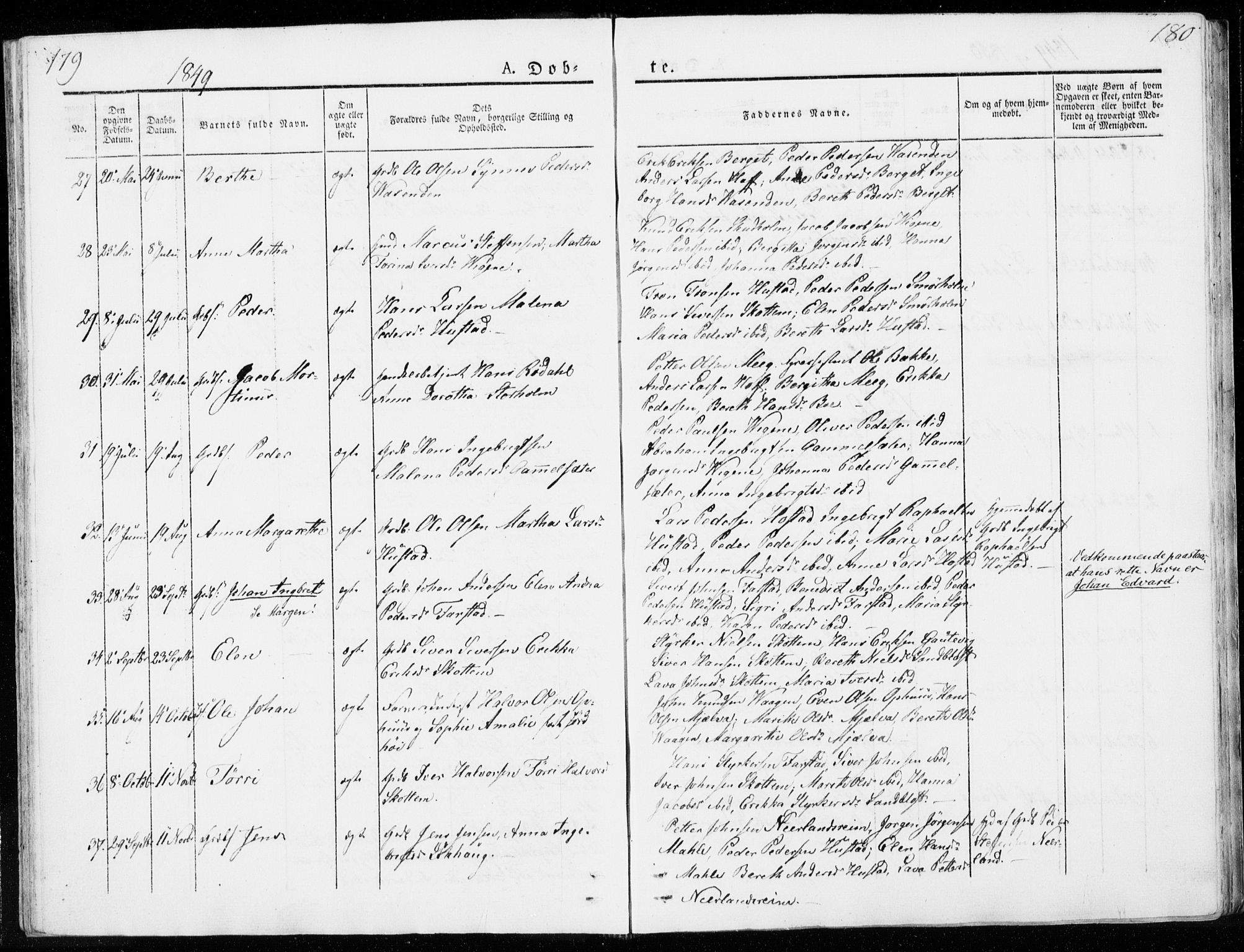 Ministerialprotokoller, klokkerbøker og fødselsregistre - Møre og Romsdal, AV/SAT-A-1454/566/L0766: Parish register (official) no. 566A05, 1842-1851, p. 179-180