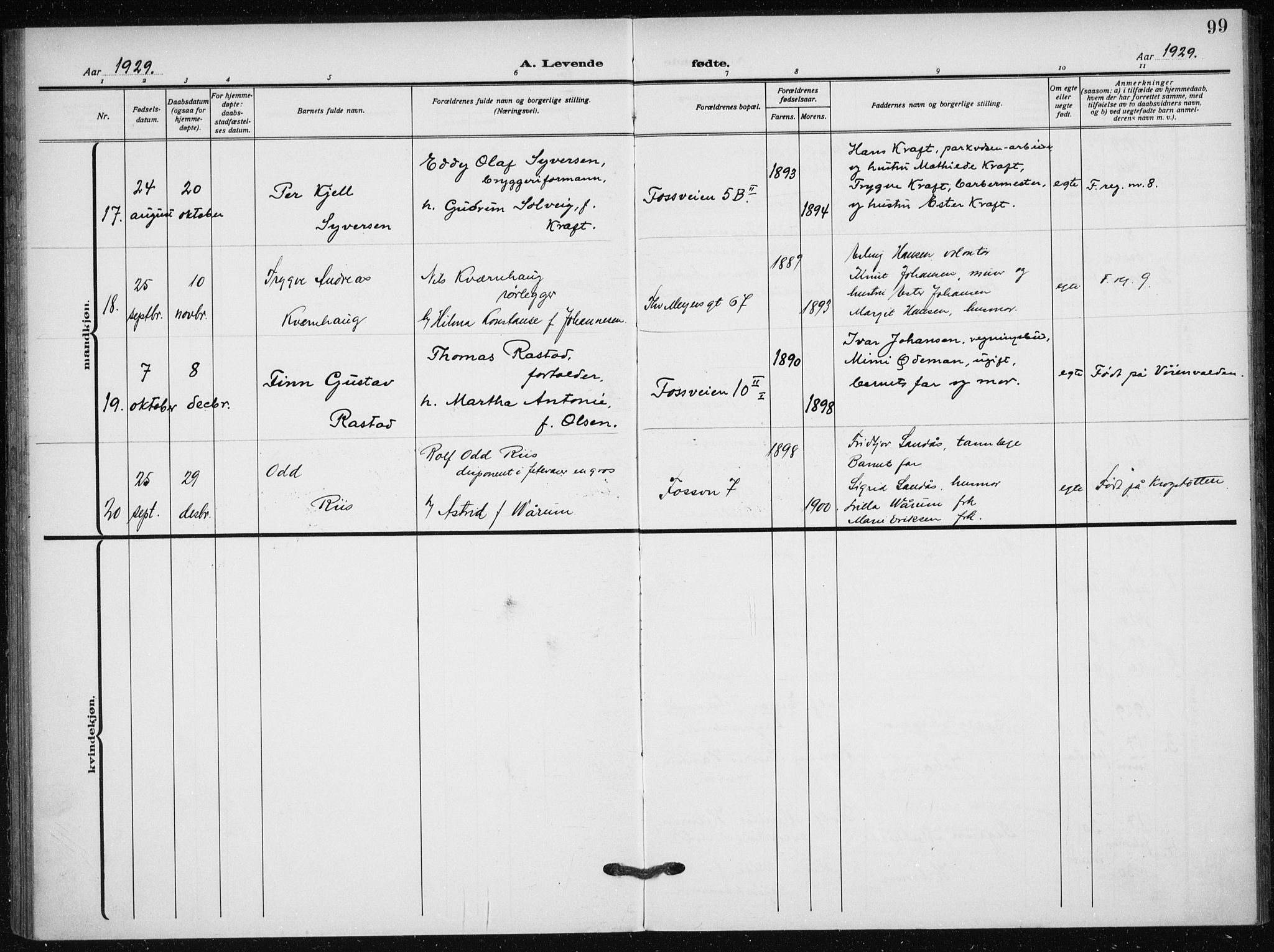 Hauge prestekontor Kirkebøker, AV/SAO-A-10849/F/Fa/L0001: Parish register (official) no. 1, 1917-1938, p. 99