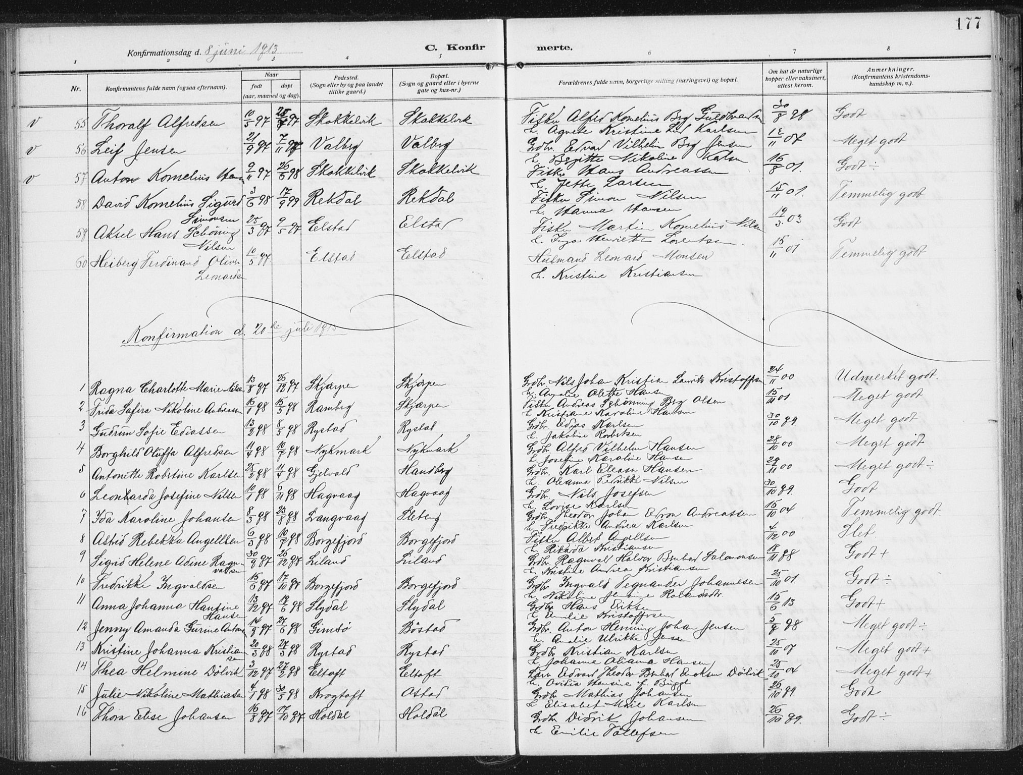 Ministerialprotokoller, klokkerbøker og fødselsregistre - Nordland, AV/SAT-A-1459/880/L1135: Parish register (official) no. 880A09, 1908-1919, p. 177