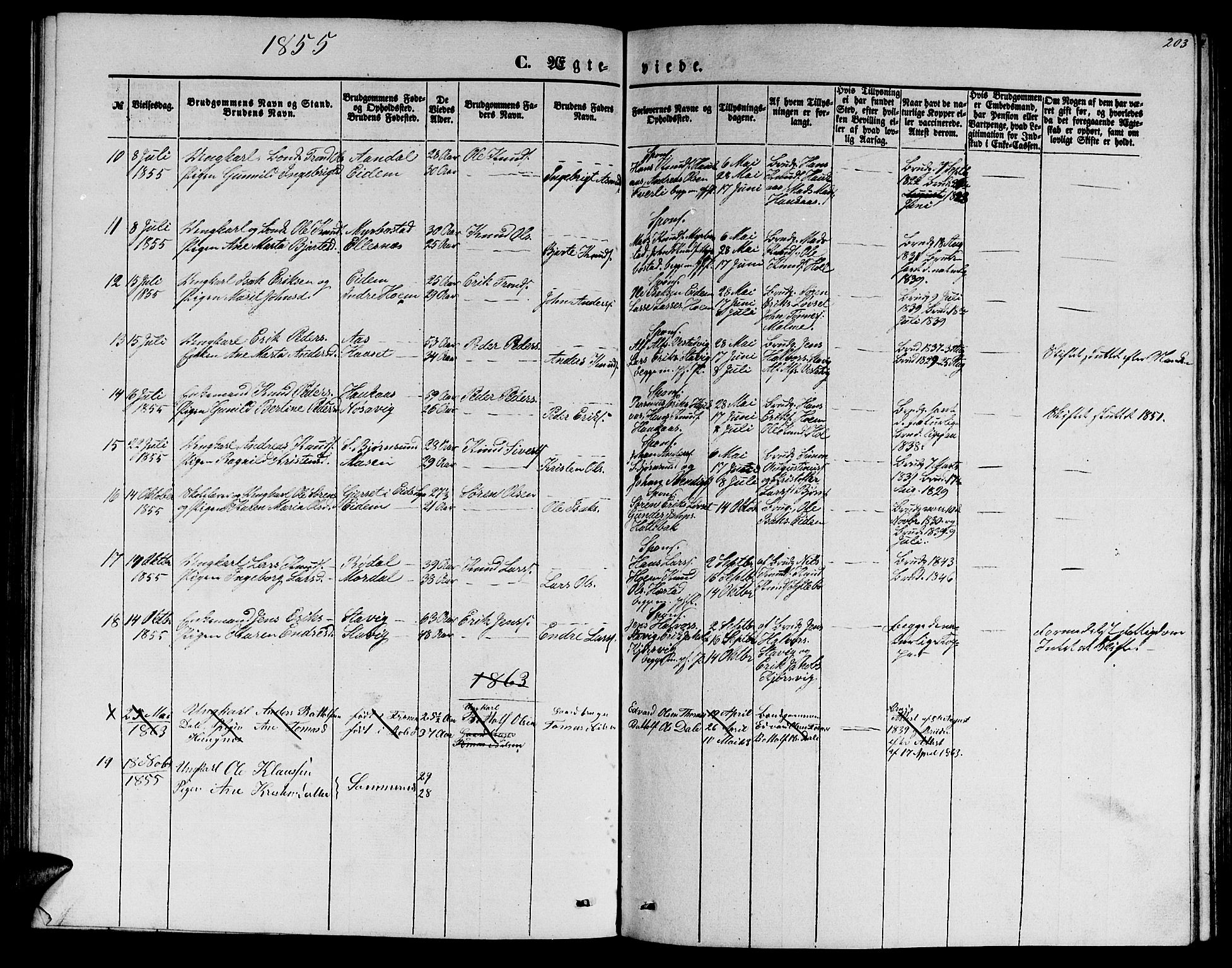 Ministerialprotokoller, klokkerbøker og fødselsregistre - Møre og Romsdal, AV/SAT-A-1454/565/L0753: Parish register (copy) no. 565C02, 1845-1870, p. 203