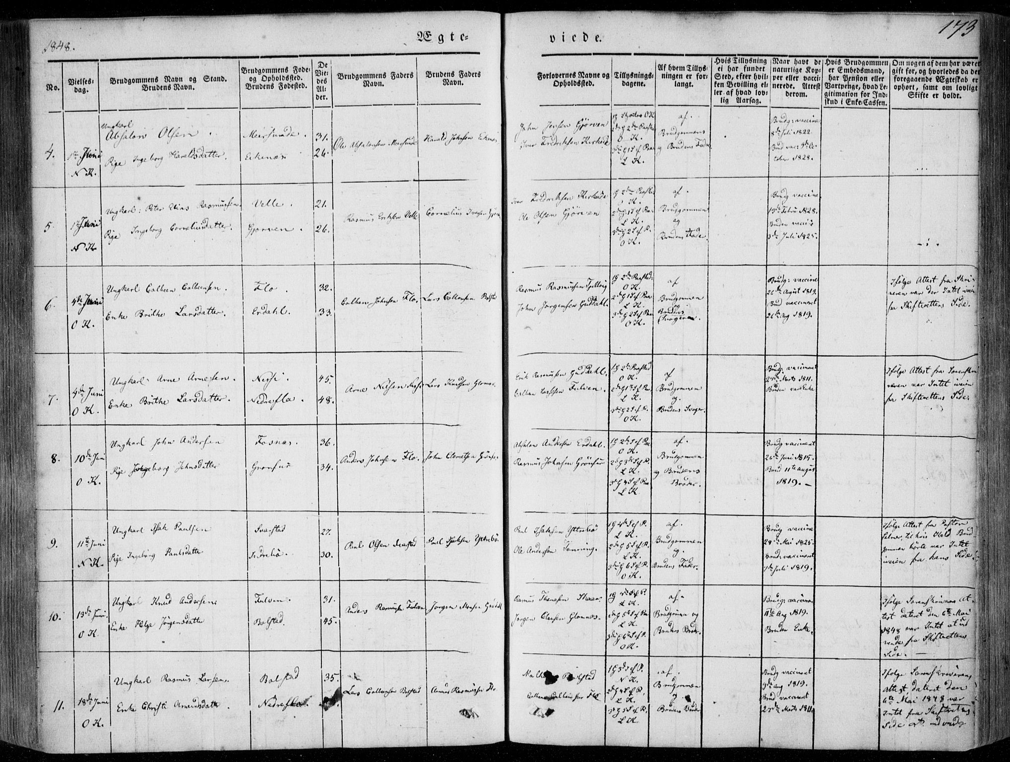 Stryn Sokneprestembete, AV/SAB-A-82501: Parish register (official) no. A 2, 1844-1861, p. 173