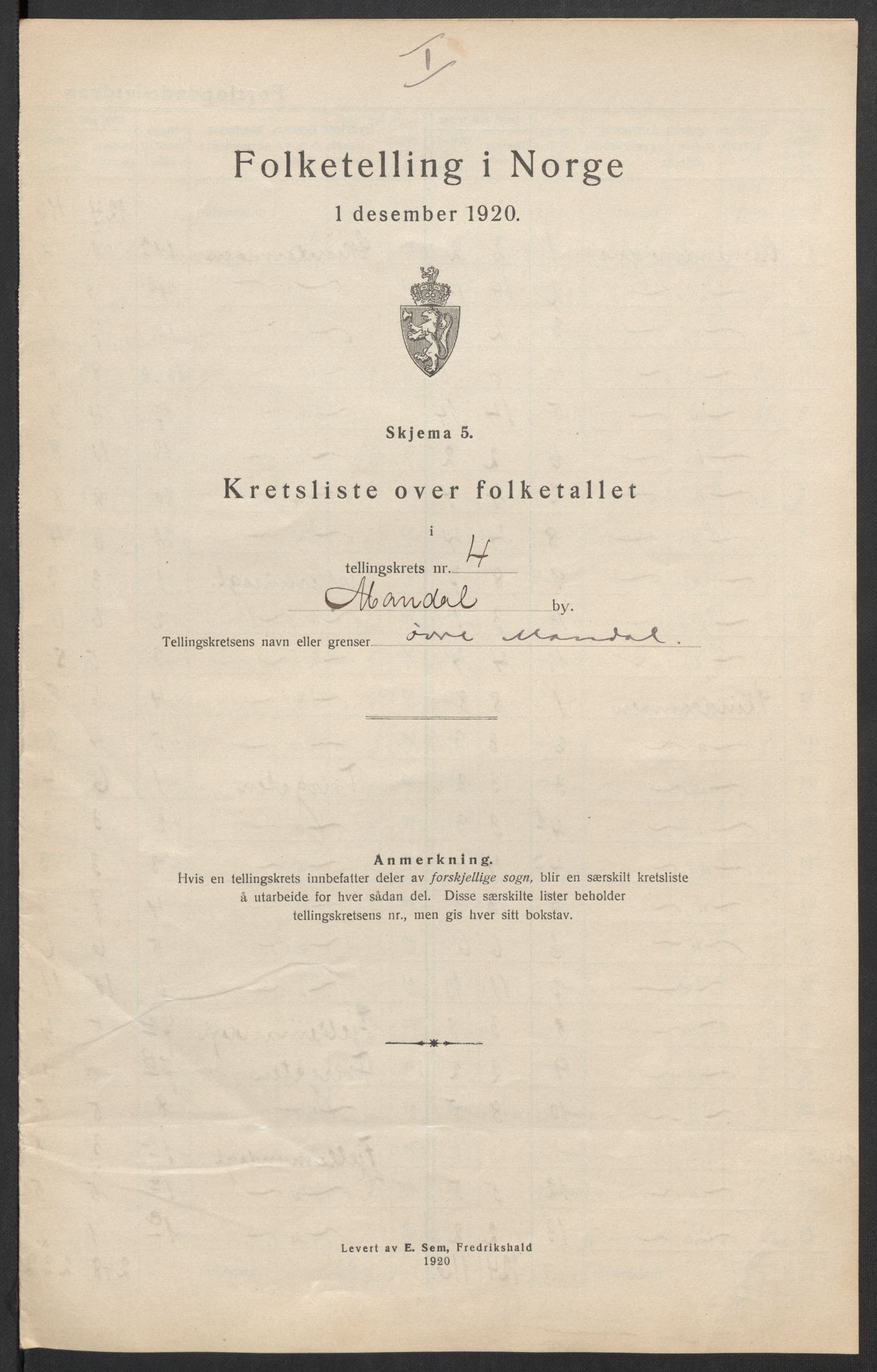 SAK, 1920 census for Mandal, 1920, p. 21