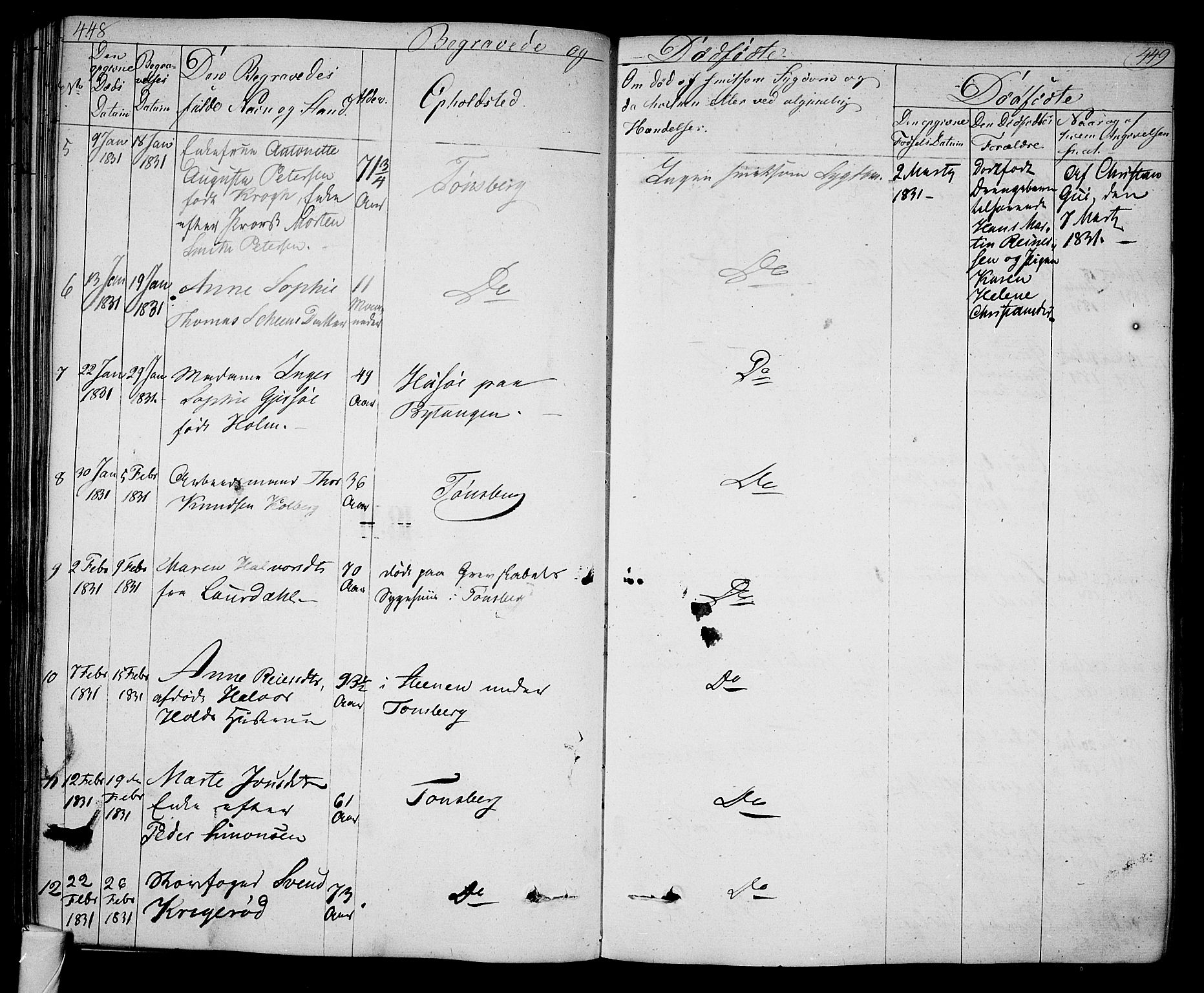 Tønsberg kirkebøker, SAKO/A-330/F/Fa/L0005: Parish register (official) no. I 5, 1827-1836, p. 448-449