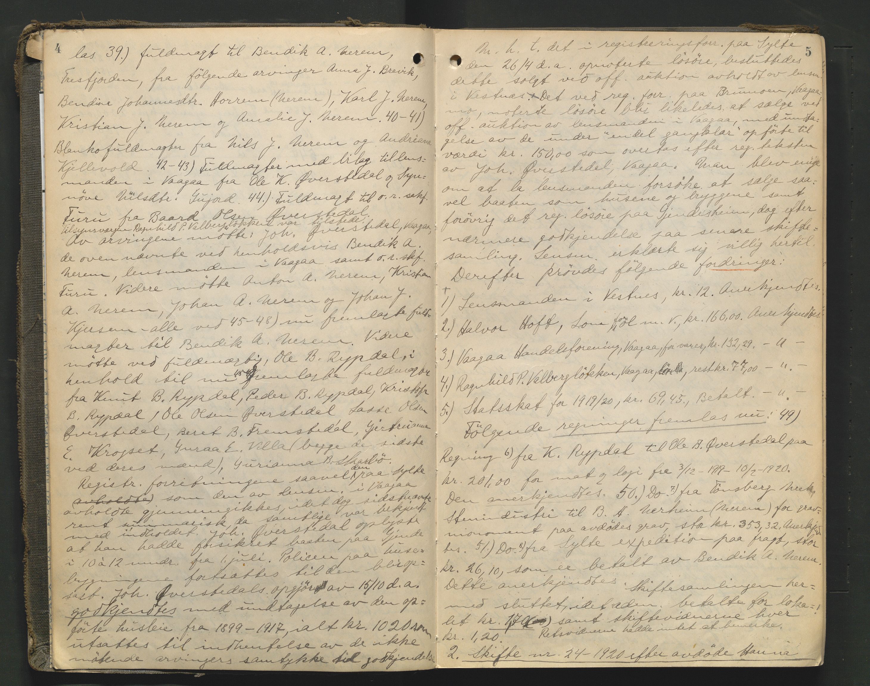 Nord-Gudbrandsdal tingrett, AV/SAH-TING-002/J/Jc/L0007: Skifteforhandlingsprotokoll, 1920-1926, p. 4-5