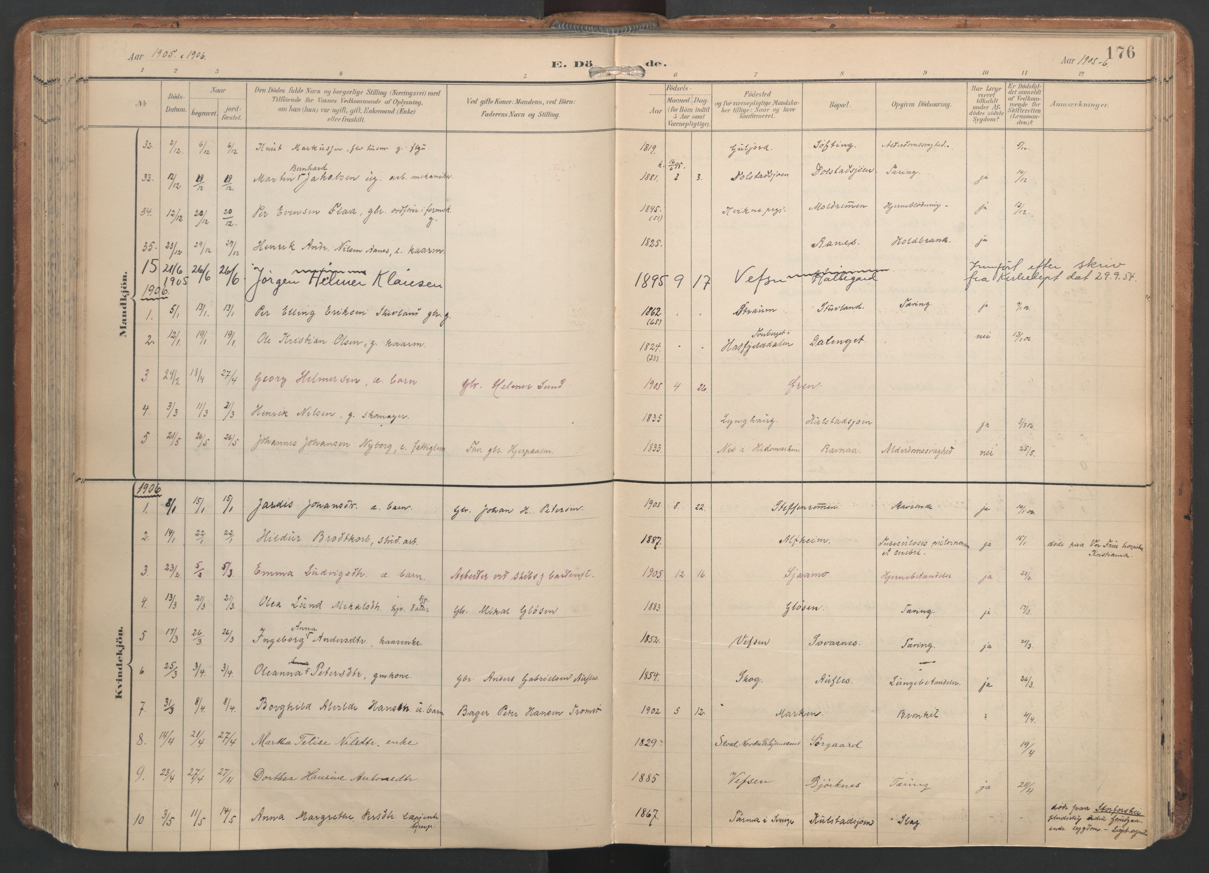 Ministerialprotokoller, klokkerbøker og fødselsregistre - Nordland, AV/SAT-A-1459/820/L0298: Parish register (official) no. 820A19, 1897-1915, p. 176