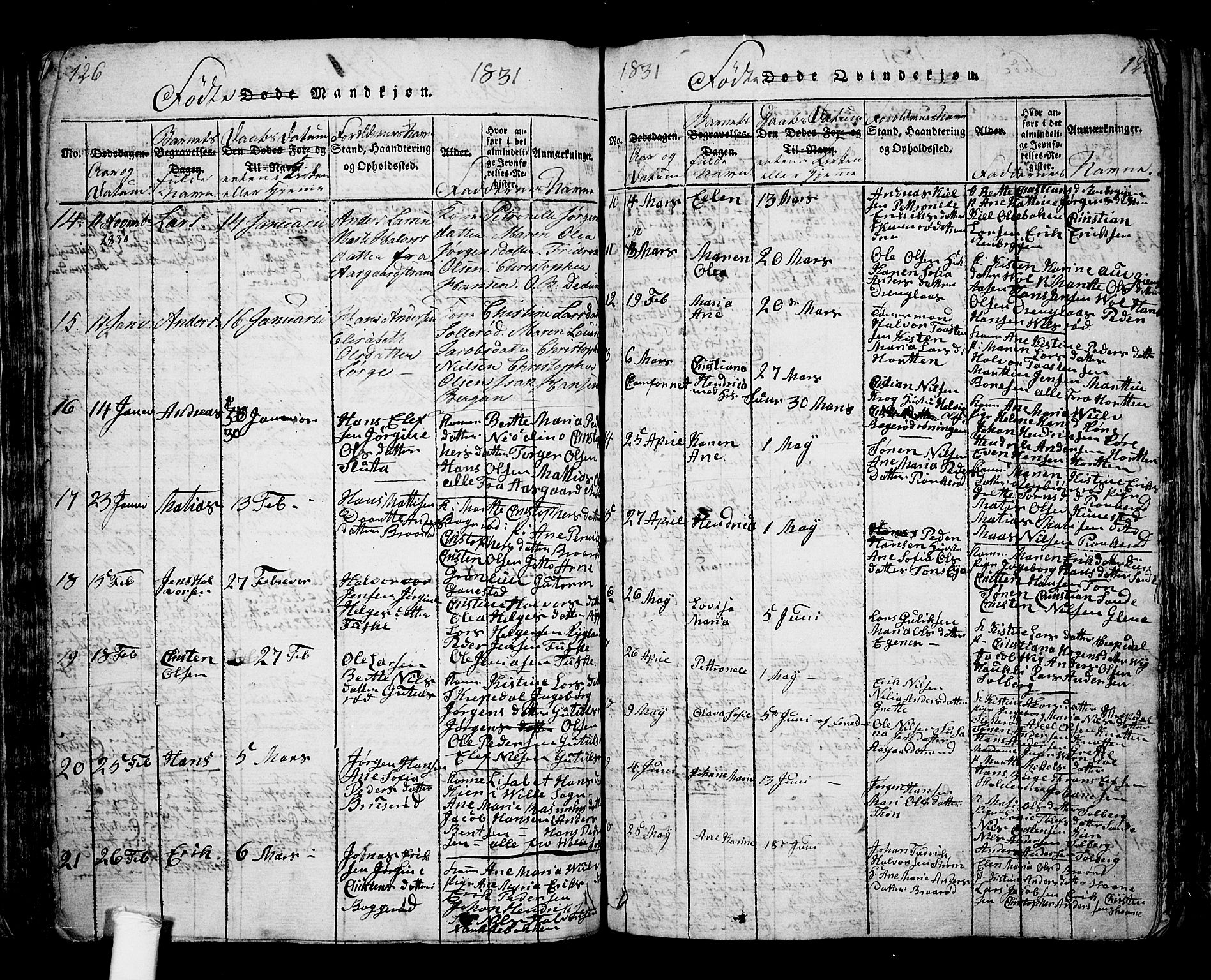 Borre kirkebøker, AV/SAKO-A-338/G/Ga/L0001: Parish register (copy) no. I 1, 1815-1851, p. 126-127