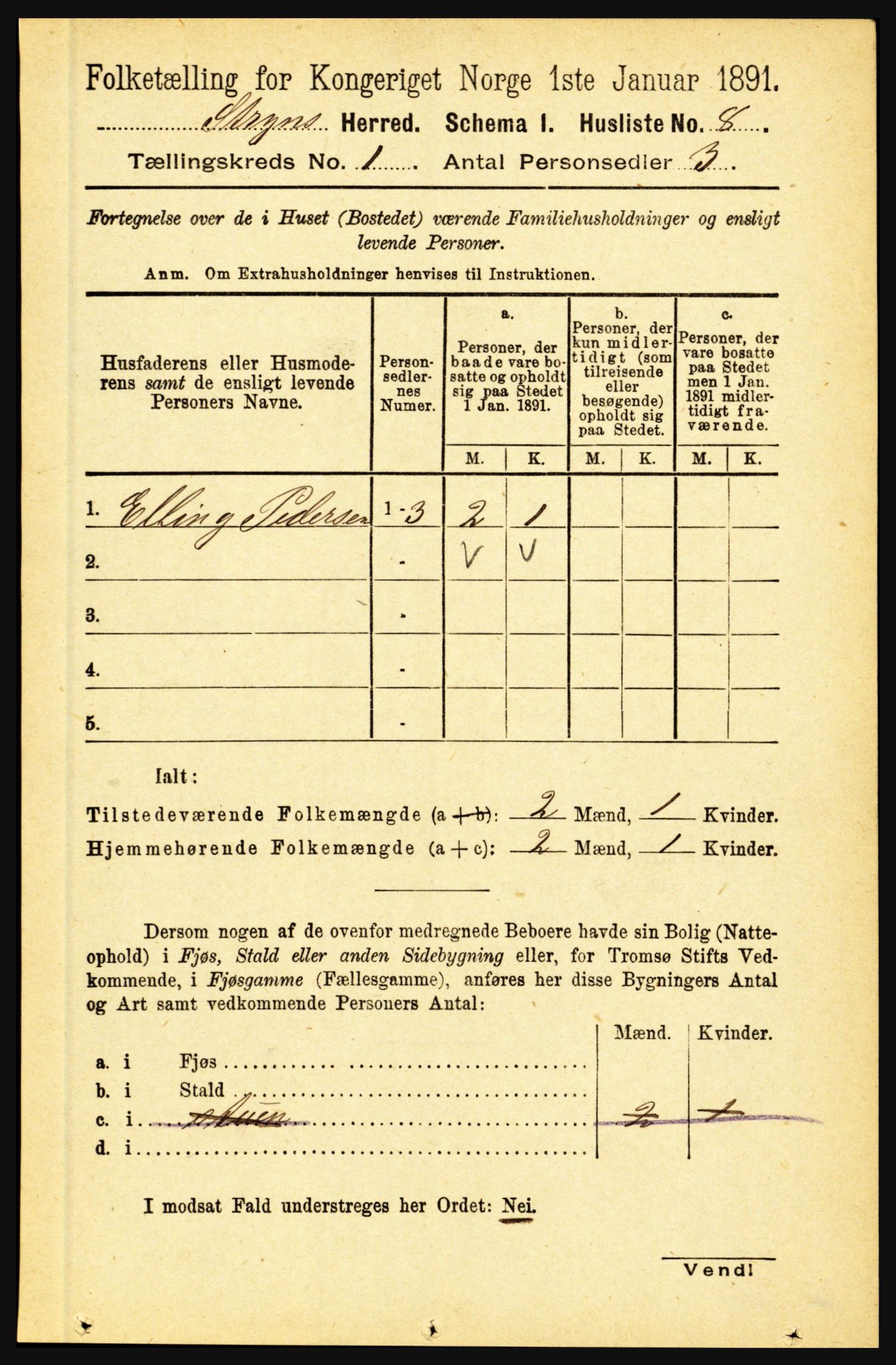 RA, 1891 census for 1448 Stryn, 1891, p. 36