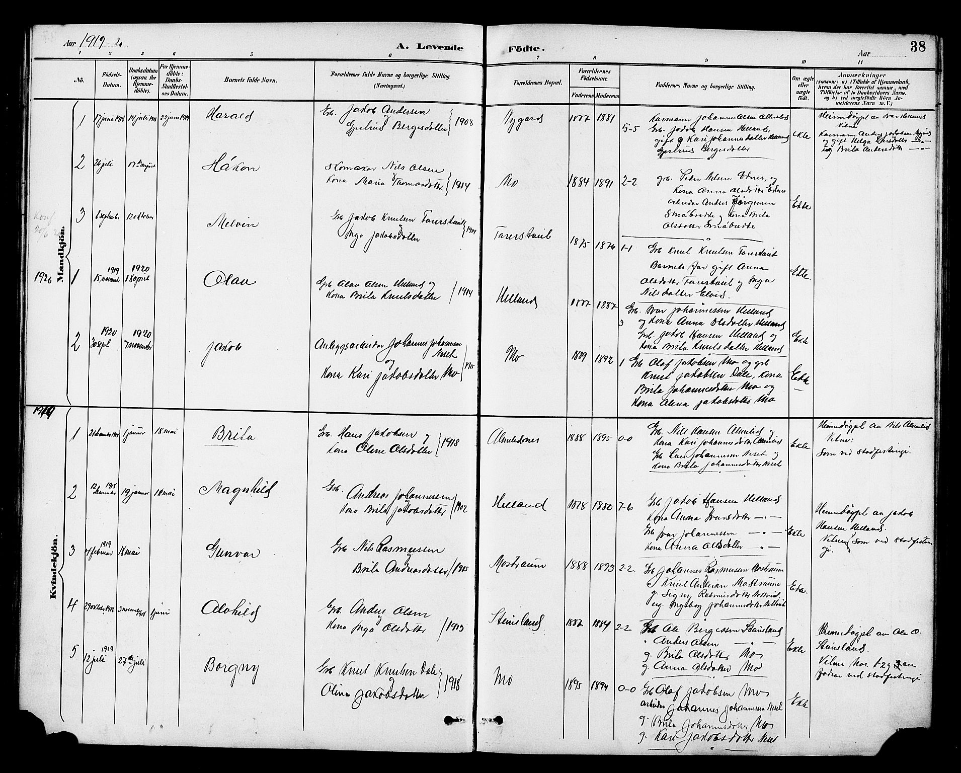 Osterfjorden Soknepresembete, AV/SAB-A-77301: Parish register (copy) no. B 2, 1891-1922, p. 38