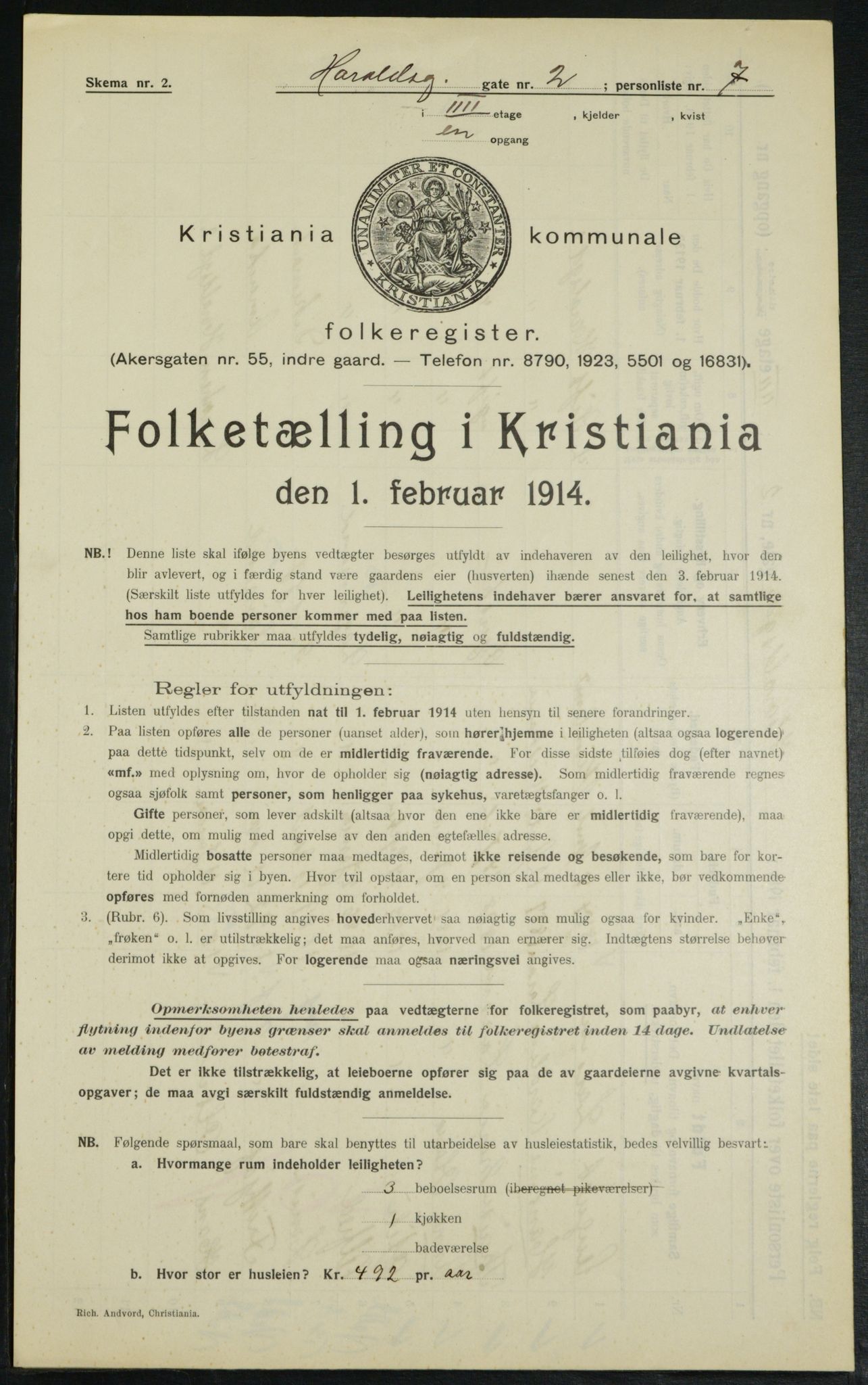 OBA, Municipal Census 1914 for Kristiania, 1914, p. 35104