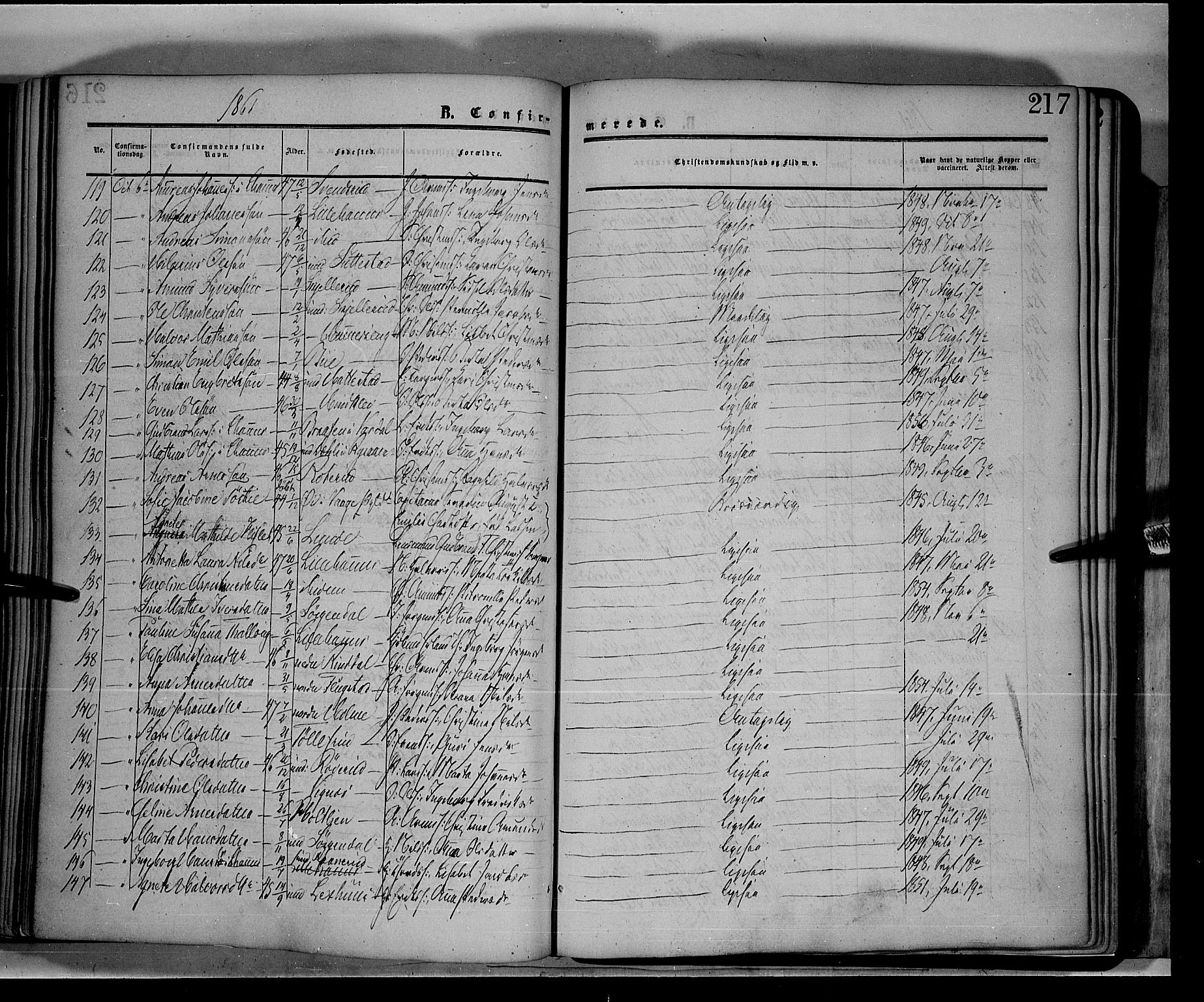 Fåberg prestekontor, SAH/PREST-086/H/Ha/Haa/L0006: Parish register (official) no. 6A, 1855-1867, p. 217