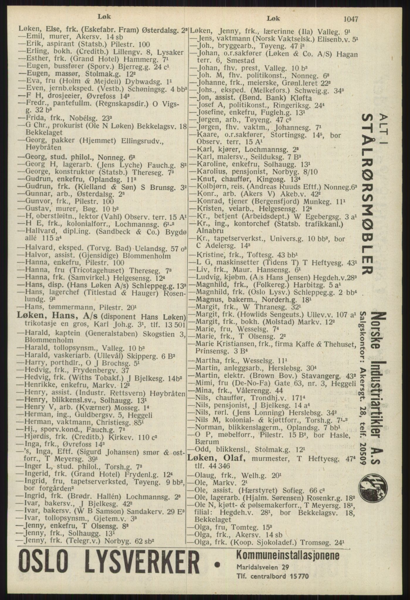 Kristiania/Oslo adressebok, PUBL/-, 1939, p. 1047