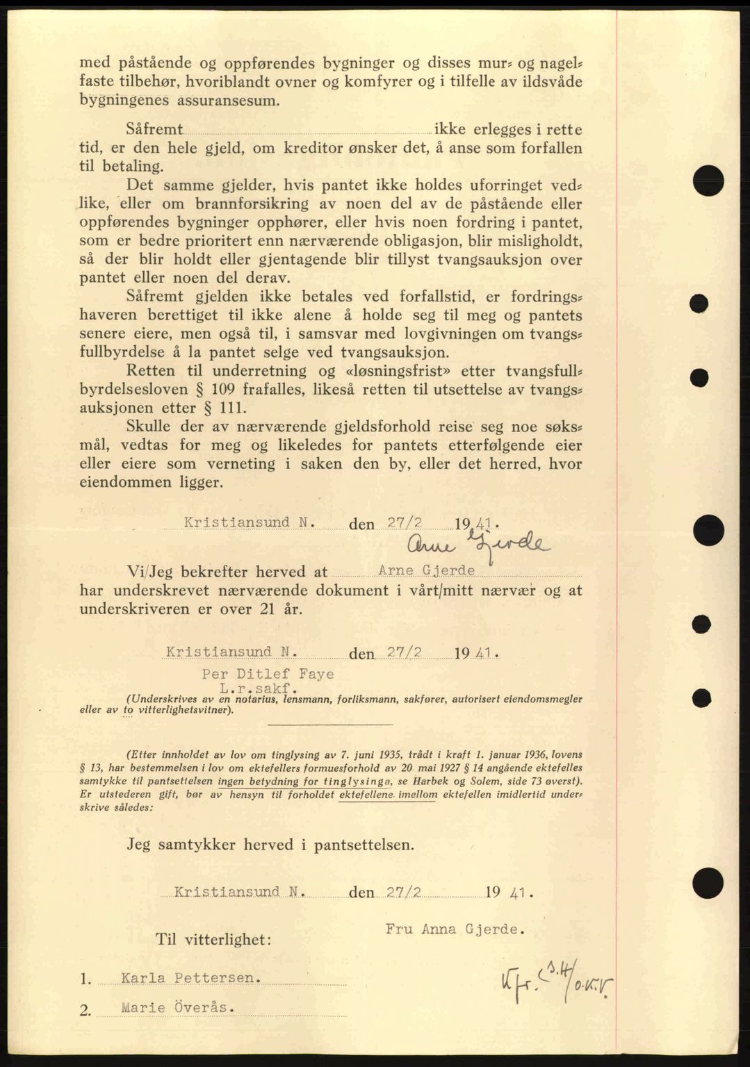 Nordmøre sorenskriveri, AV/SAT-A-4132/1/2/2Ca: Mortgage book no. B88, 1941-1942, Diary no: : 809/1941