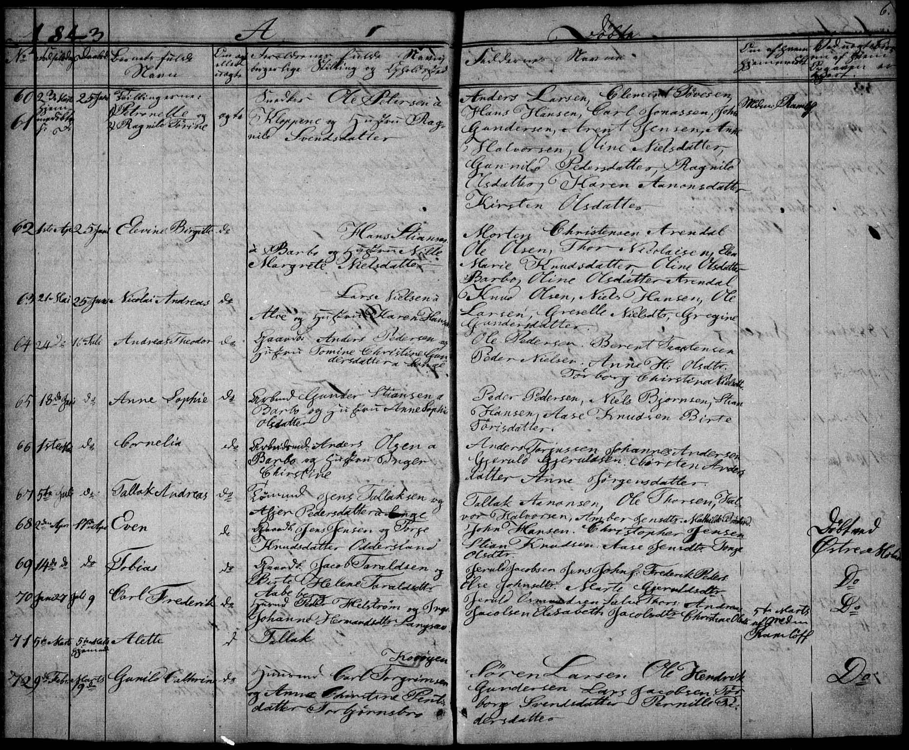 Tromøy sokneprestkontor, AV/SAK-1111-0041/F/Fb/L0001: Parish register (copy) no. B 1, 1843-1850, p. 6