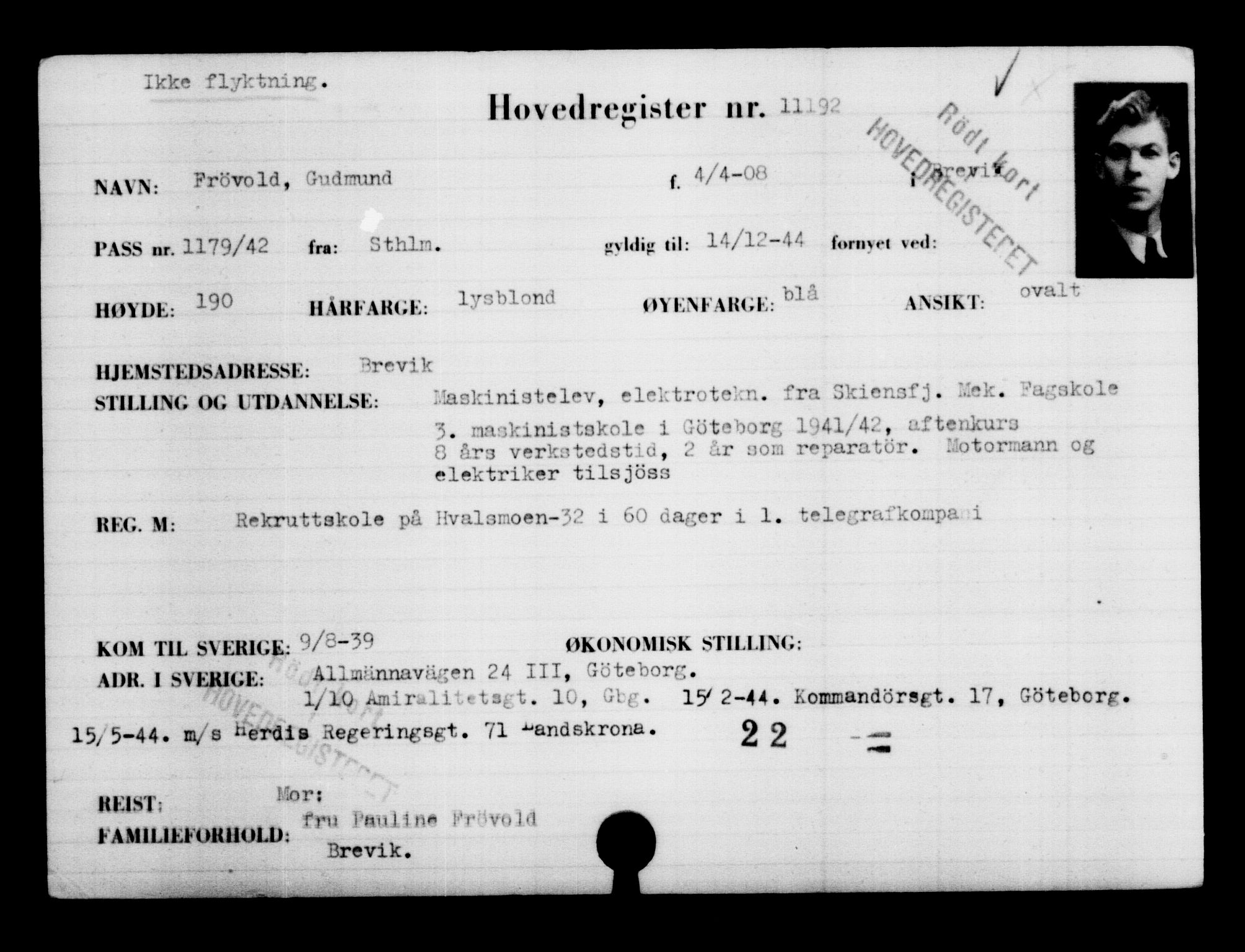 Utenriksstasjonene, Legasjonen i Stockholm, Flyktningkontoret, AV/RA-S-6753/V/Va/L0006: Kjesäterkartoteket, flyktninger med registreringsnr. 9400-12711, 1940-1945, p. 2030