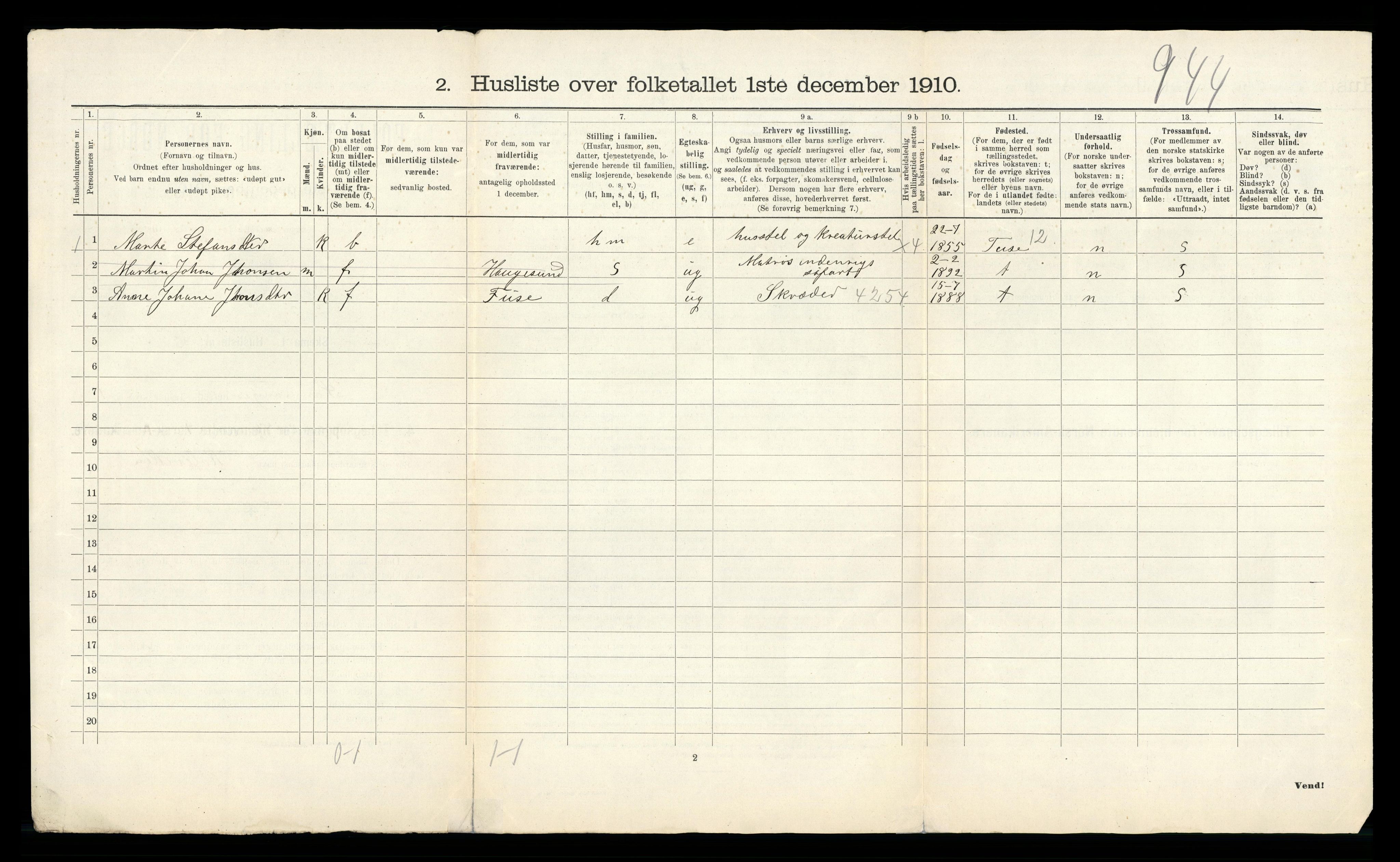 RA, 1910 census for Samnanger, 1910, p. 48