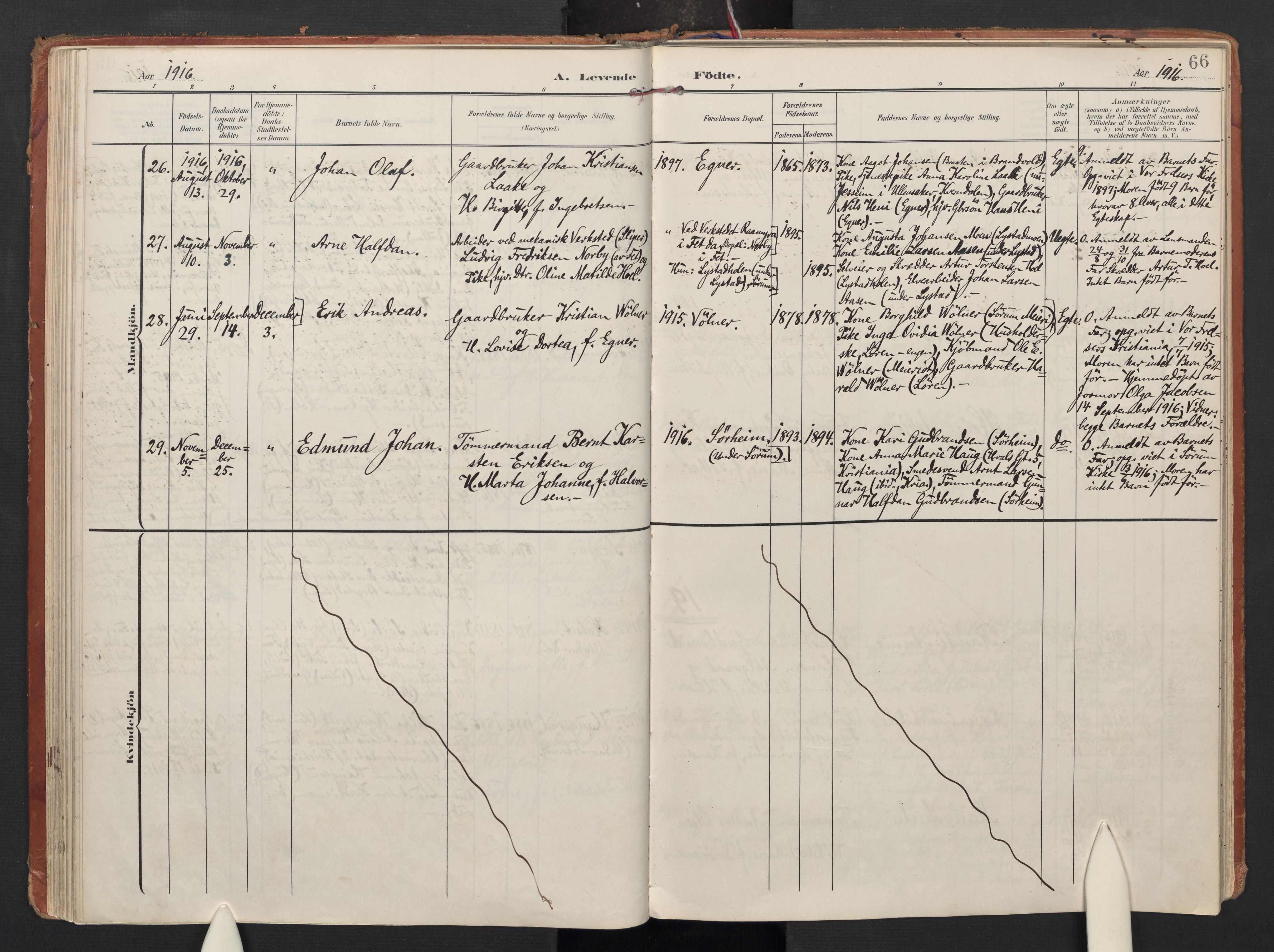 Sørum prestekontor Kirkebøker, SAO/A-10303/F/Fa/L0010: Parish register (official) no. I 10, 1907-1925, p. 66