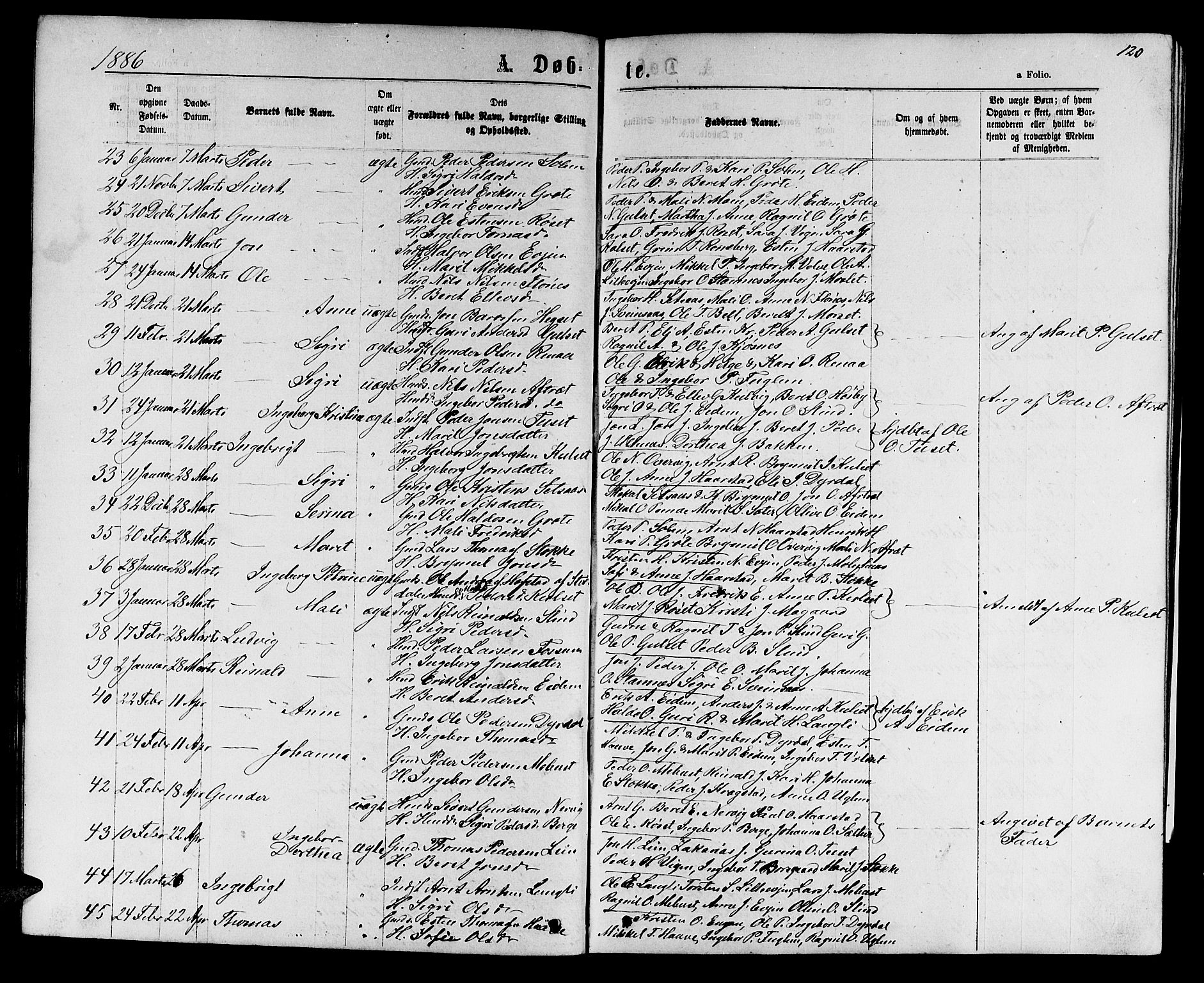 Ministerialprotokoller, klokkerbøker og fødselsregistre - Sør-Trøndelag, SAT/A-1456/695/L1156: Parish register (copy) no. 695C07, 1869-1888, p. 120