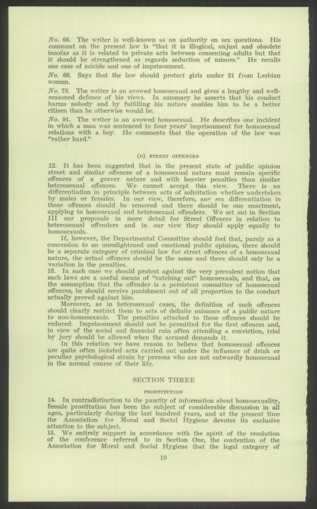 Justisdepartementet, Lovavdelingen, AV/RA-S-3212/D/De/L0029/0001: Straffeloven / Straffelovens revisjon: 5 - Ot. prp. nr.  41 - 1945: Homoseksualiet. 3 mapper, 1956-1970, p. 106