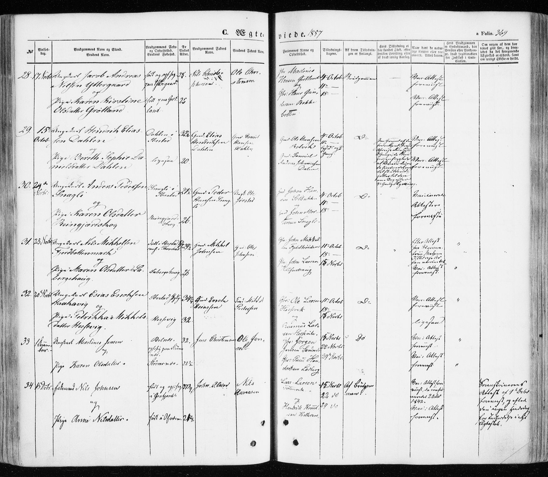 Ibestad sokneprestembete, SATØ/S-0077/H/Ha/Haa/L0008kirke: Parish register (official) no. 8, 1850-1859, p. 369