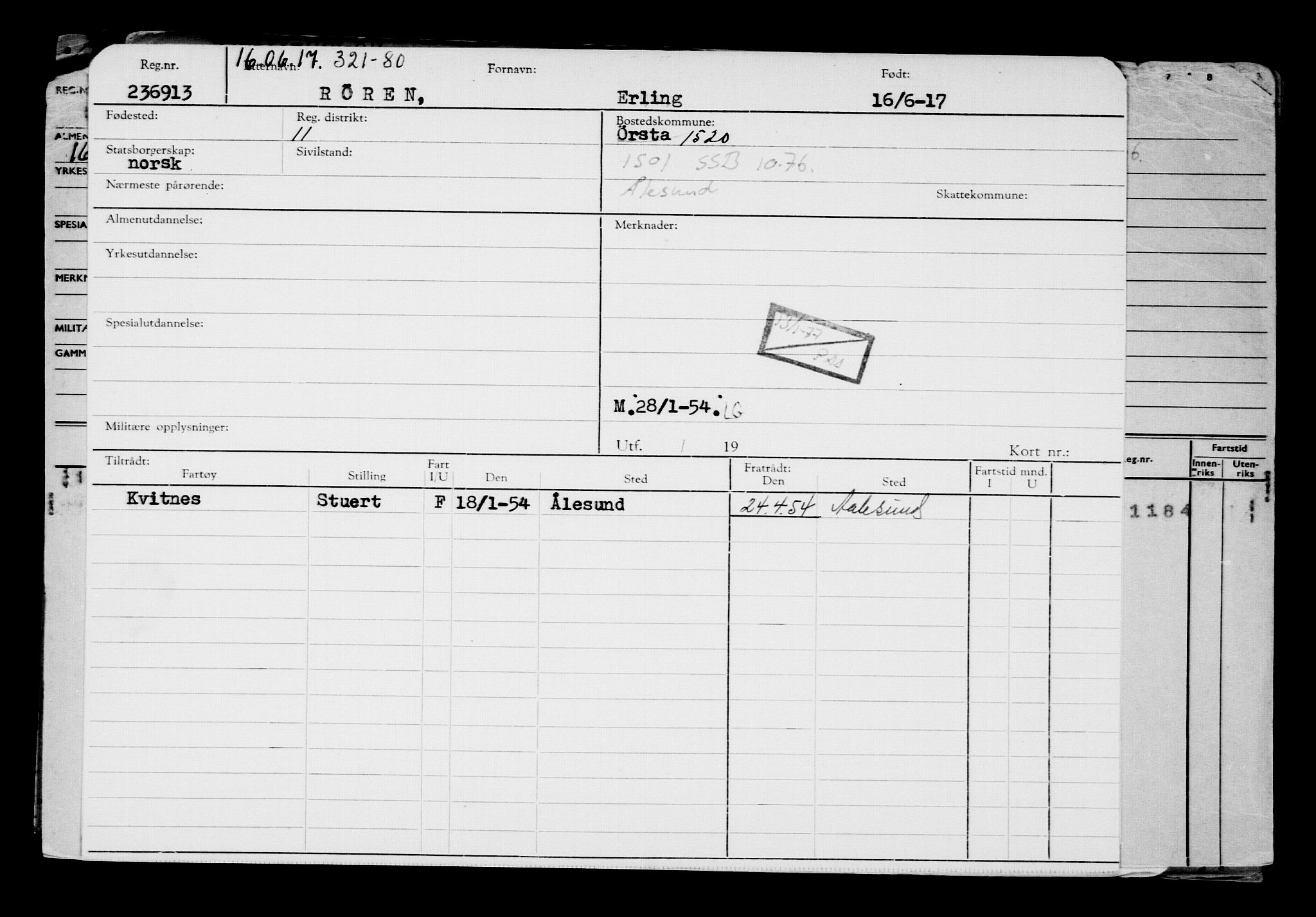 Direktoratet for sjømenn, AV/RA-S-3545/G/Gb/L0149: Hovedkort, 1917, p. 346