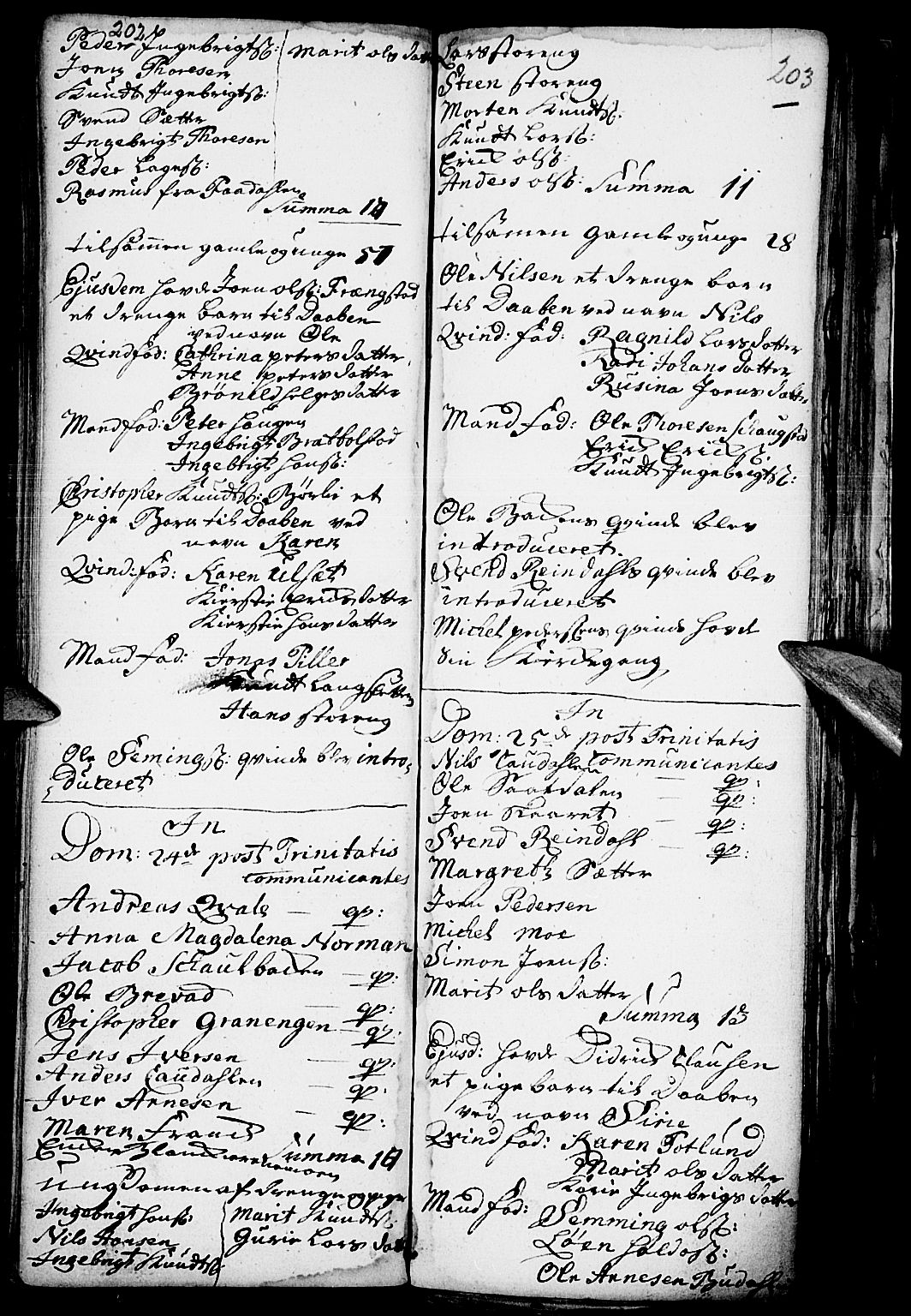 Kvikne prestekontor, SAH/PREST-064/H/Ha/Haa/L0001: Parish register (official) no. 1, 1740-1756, p. 202-203