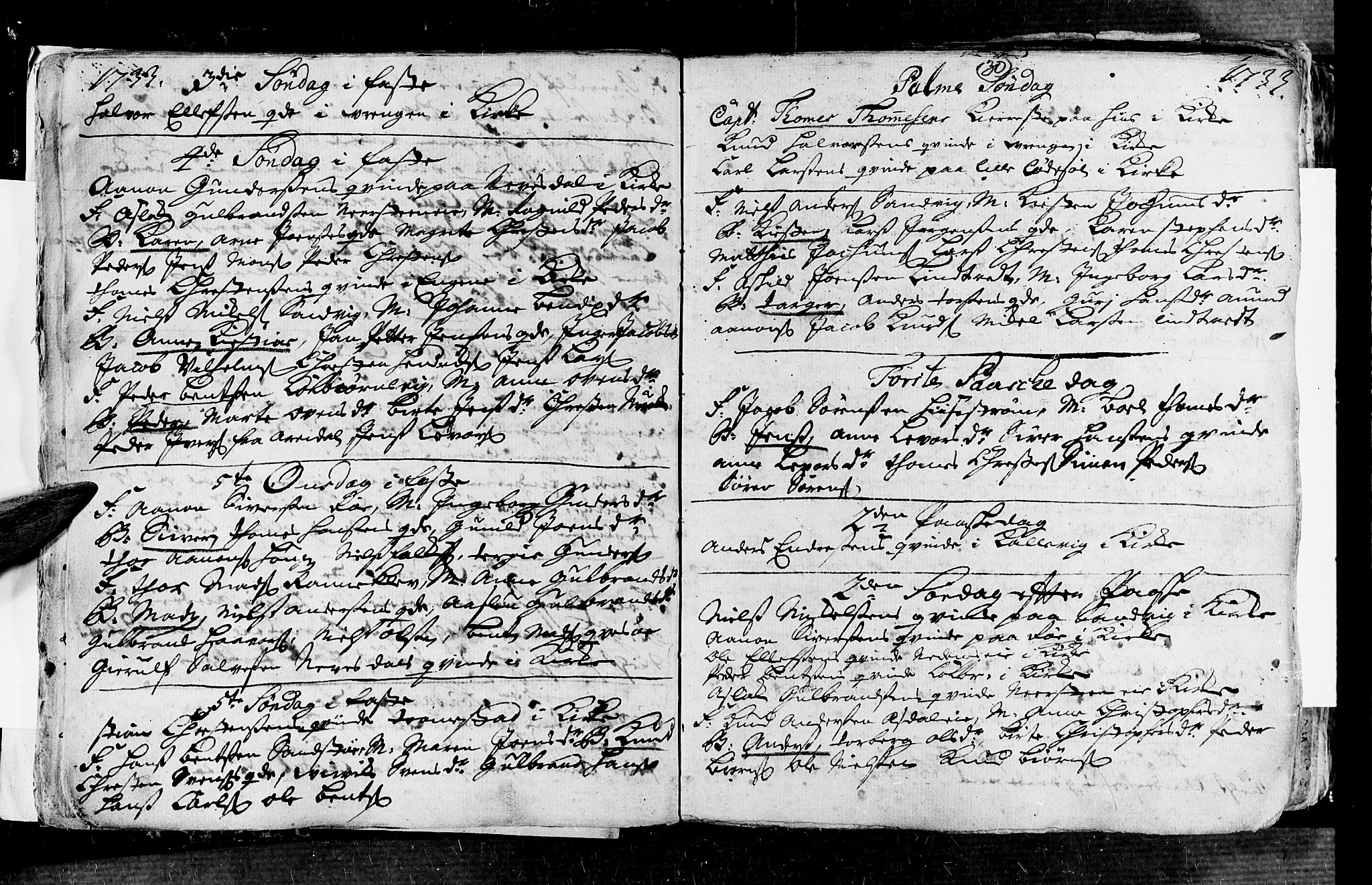 Øyestad sokneprestkontor, AV/SAK-1111-0049/F/Fa/L0004: Parish register (official) no. A 4, 1730-1750, p. 30