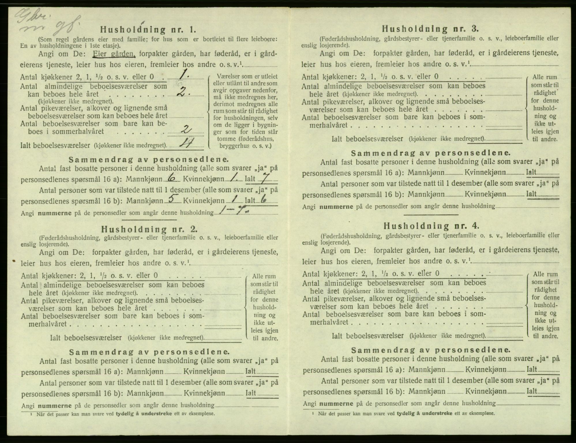 SAB, 1920 census for Tysnes, 1920, p. 808