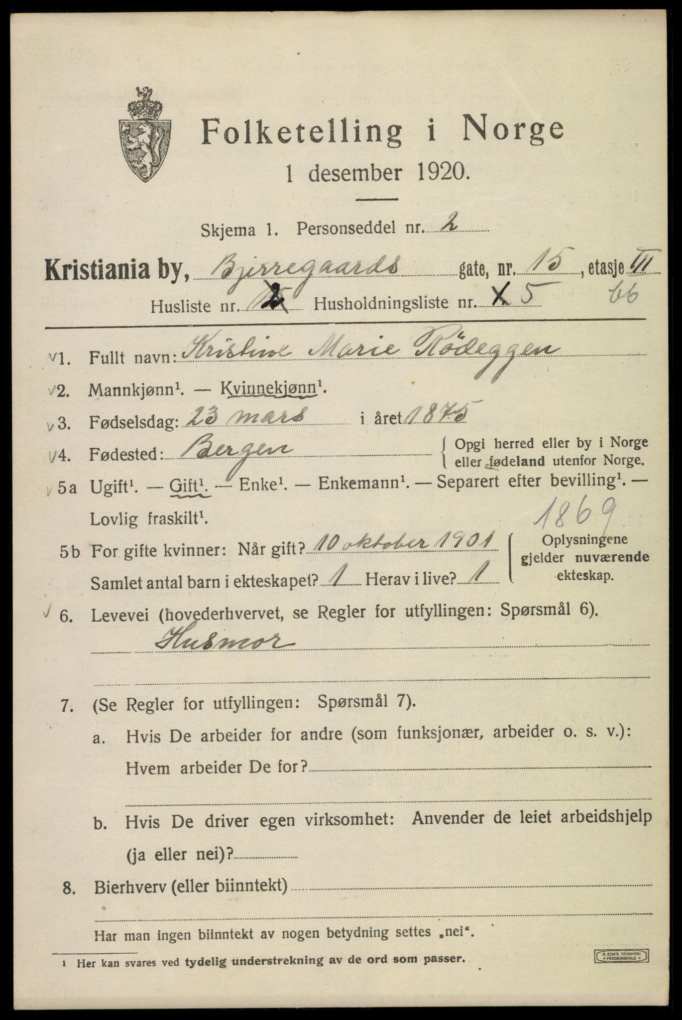 SAO, 1920 census for Kristiania, 1920, p. 159809