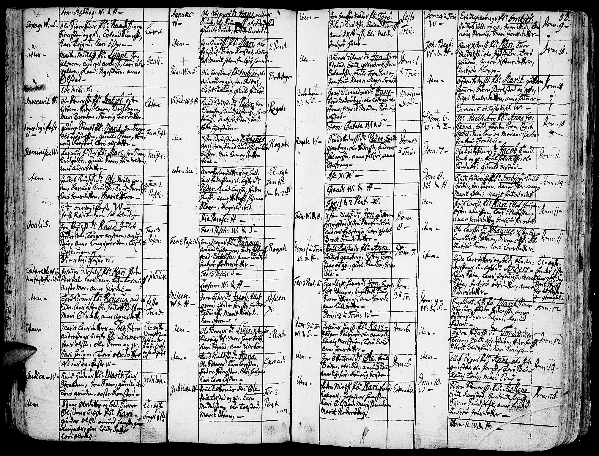 Vågå prestekontor, SAH/PREST-076/H/Ha/Haa/L0001: Parish register (official) no. 1, 1739-1810, p. 52