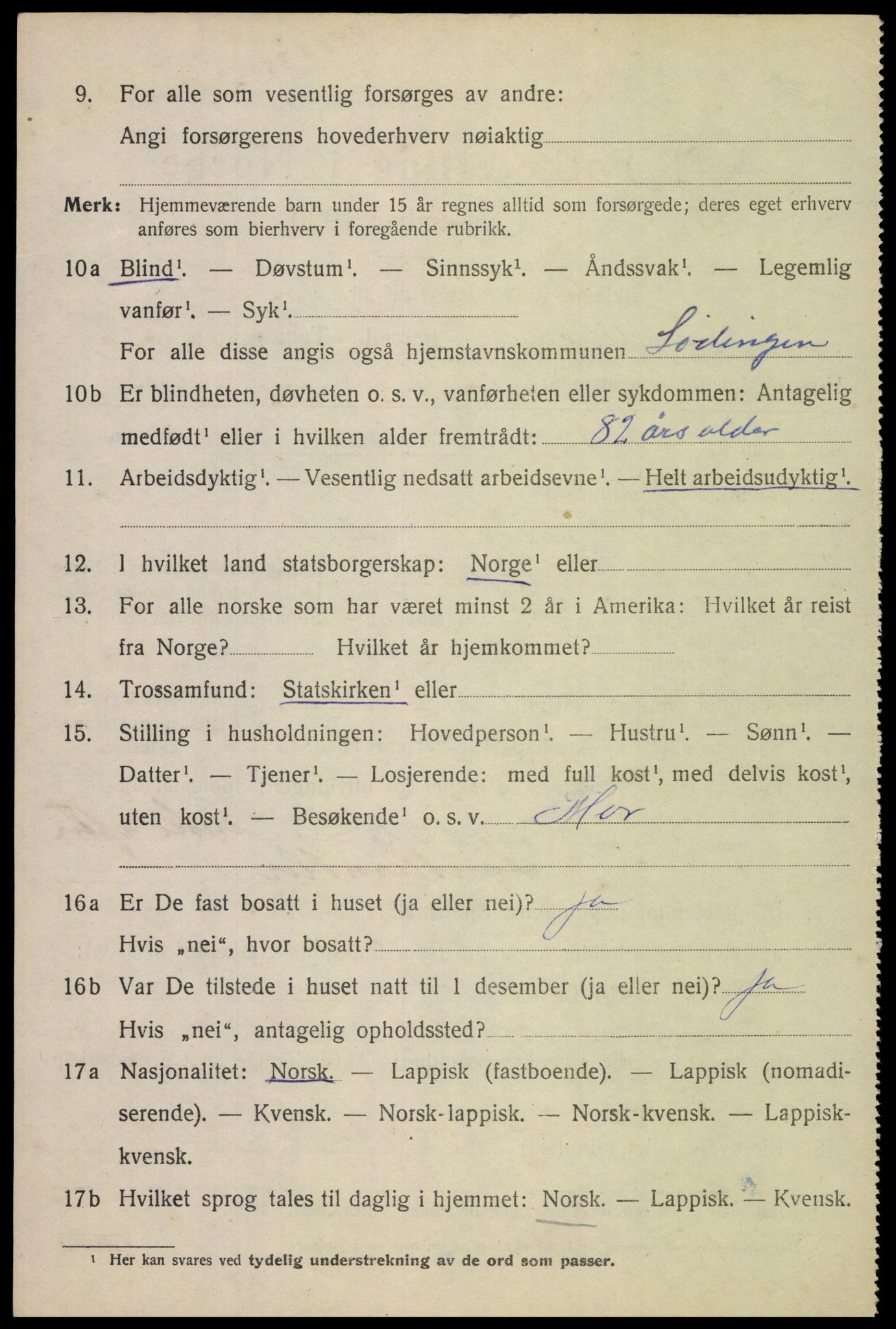 SAT, 1920 census for Lødingen, 1920, p. 1594