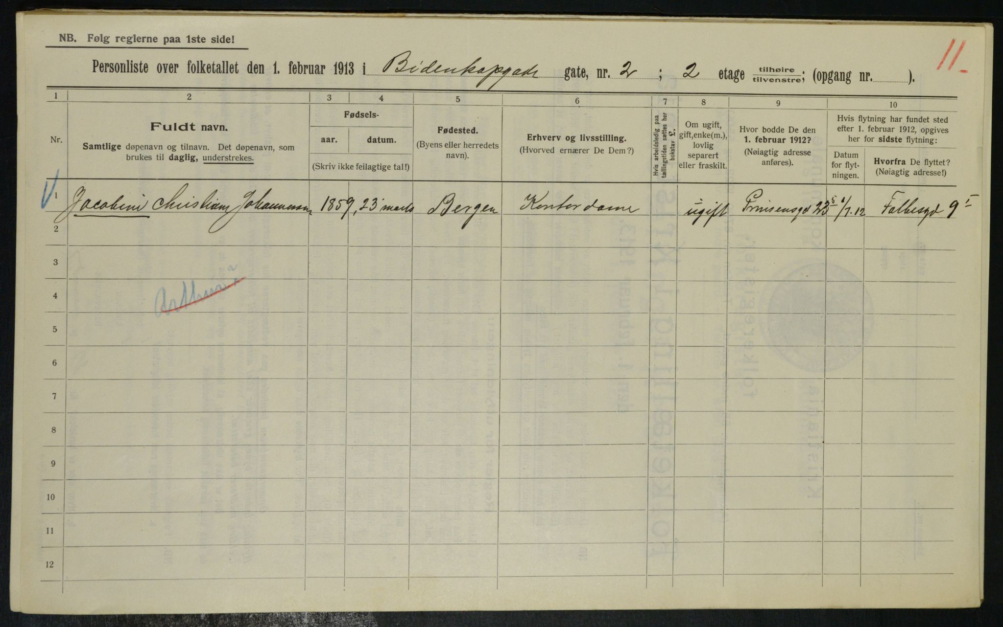 OBA, Municipal Census 1913 for Kristiania, 1913, p. 4578