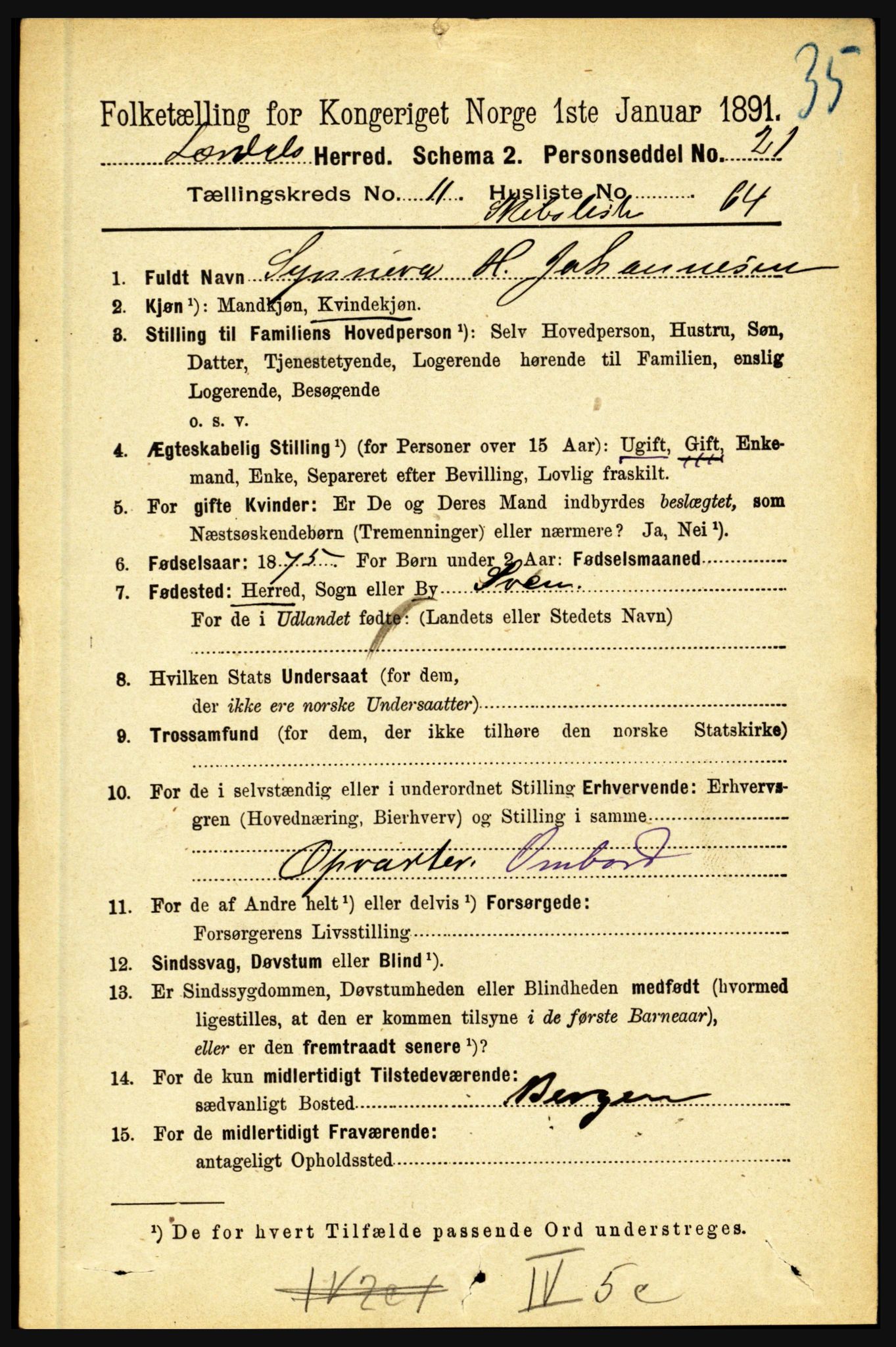 RA, 1891 census for 1422 Lærdal, 1891, p. 2514