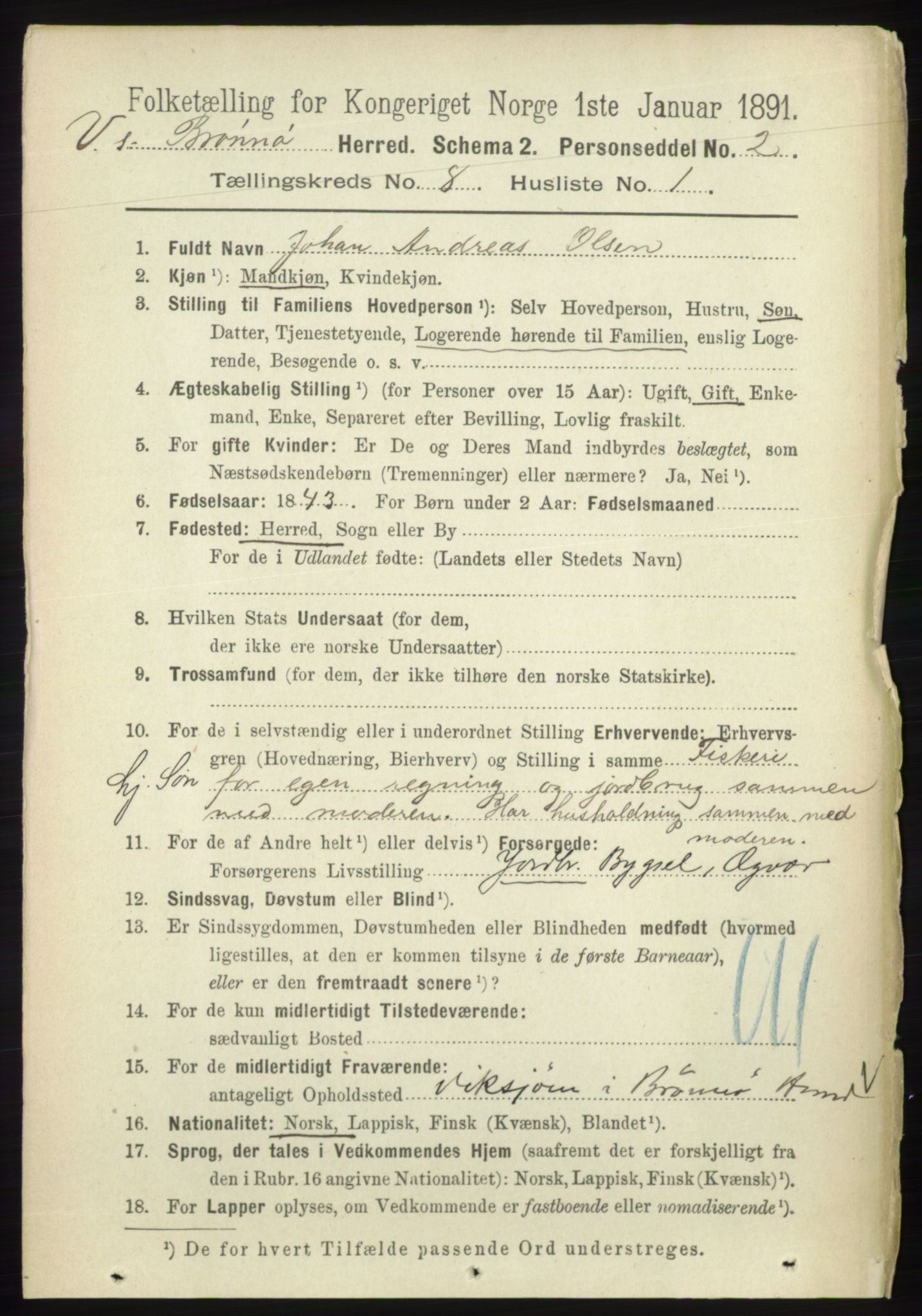 RA, 1891 census for 1814 Brønnøy, 1891, p. 4336