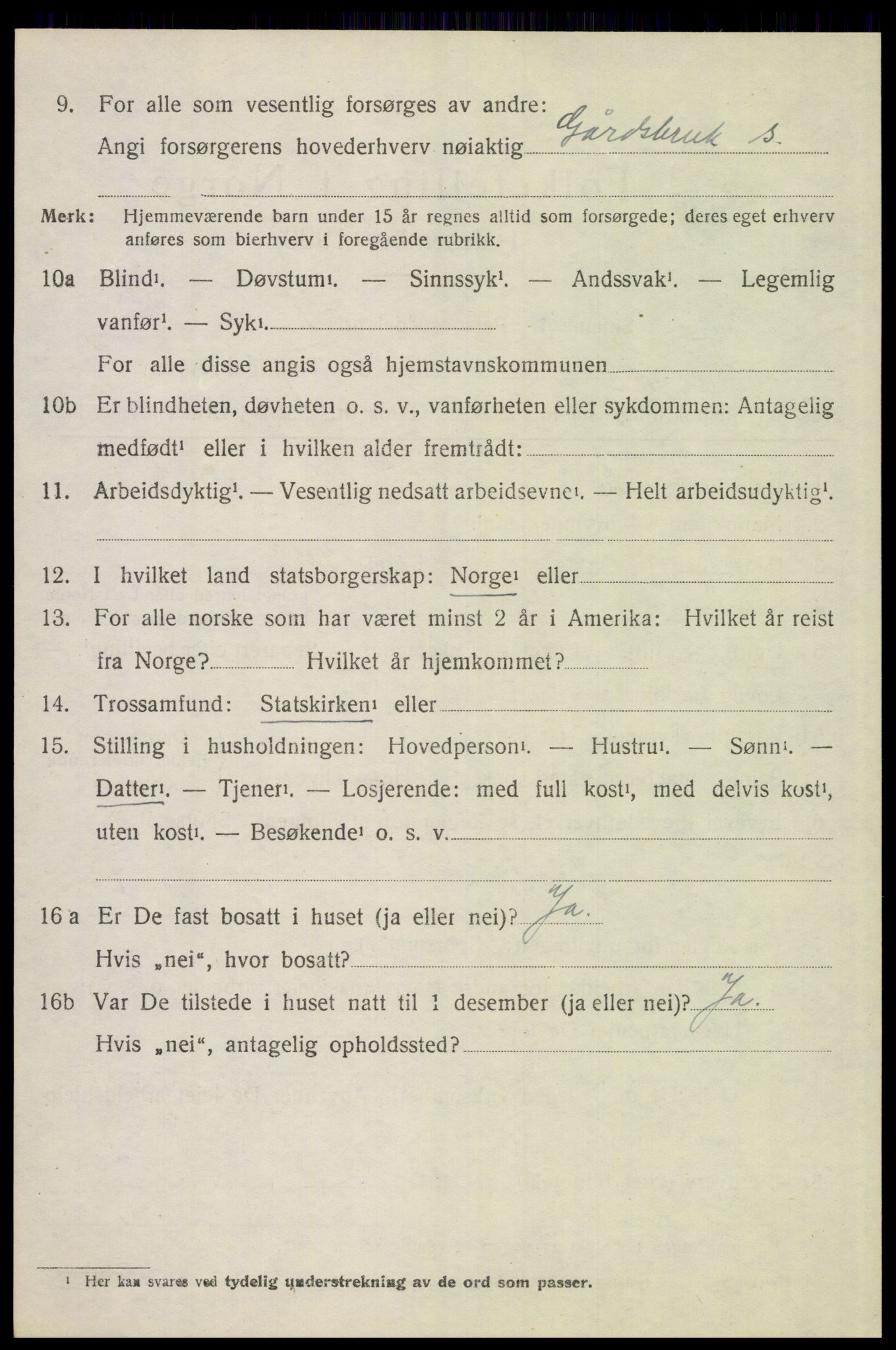 SAH, 1920 census for Tynset, 1920, p. 2439