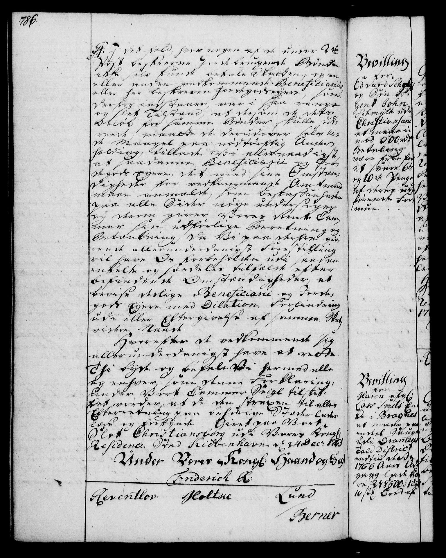 Rentekammeret, Kammerkanselliet, RA/EA-3111/G/Gg/Gga/L0007: Norsk ekspedisjonsprotokoll med register (merket RK 53.7), 1759-1768, p. 786