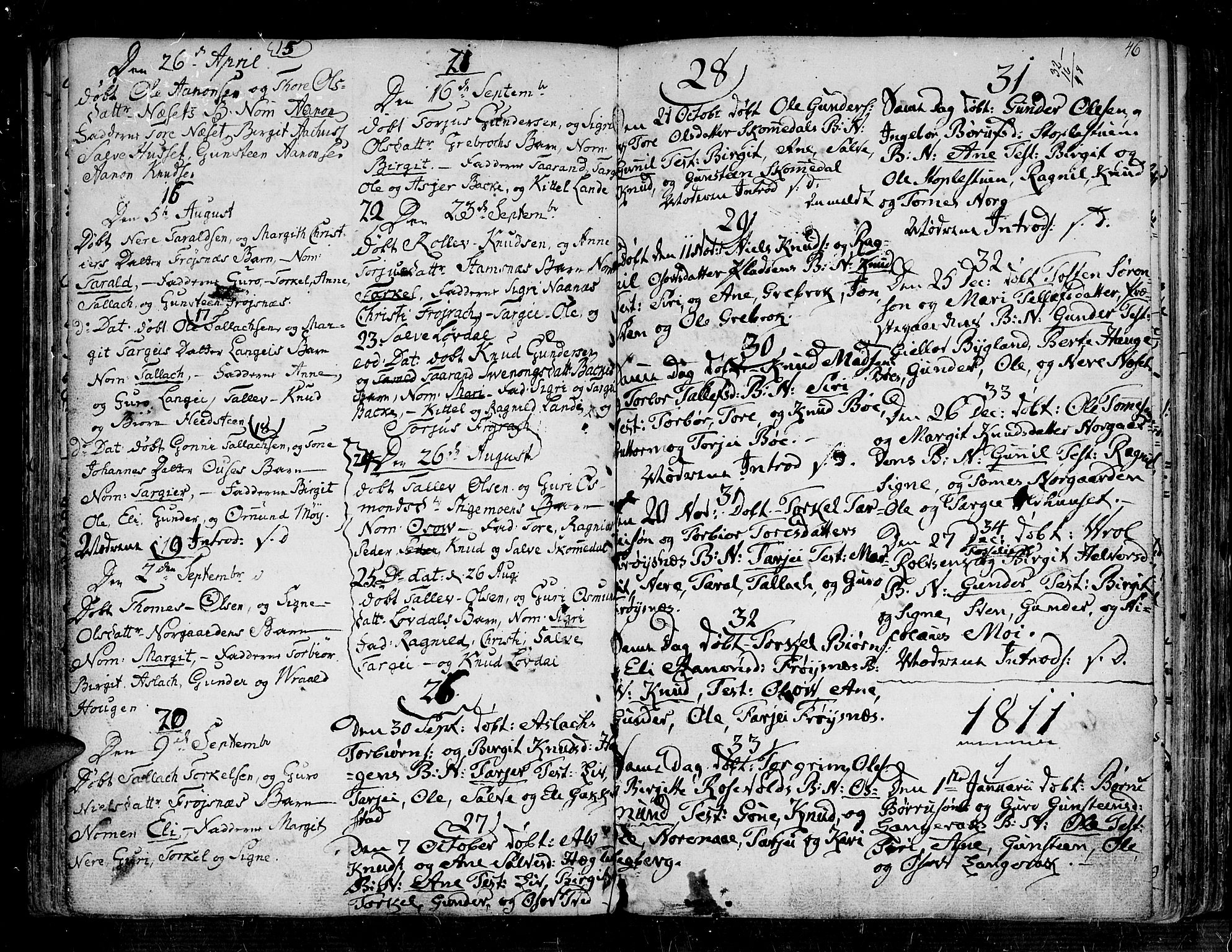 Bygland sokneprestkontor, SAK/1111-0006/F/Fa/Fab/L0002: Parish register (official) no. A 2, 1766-1816, p. 46