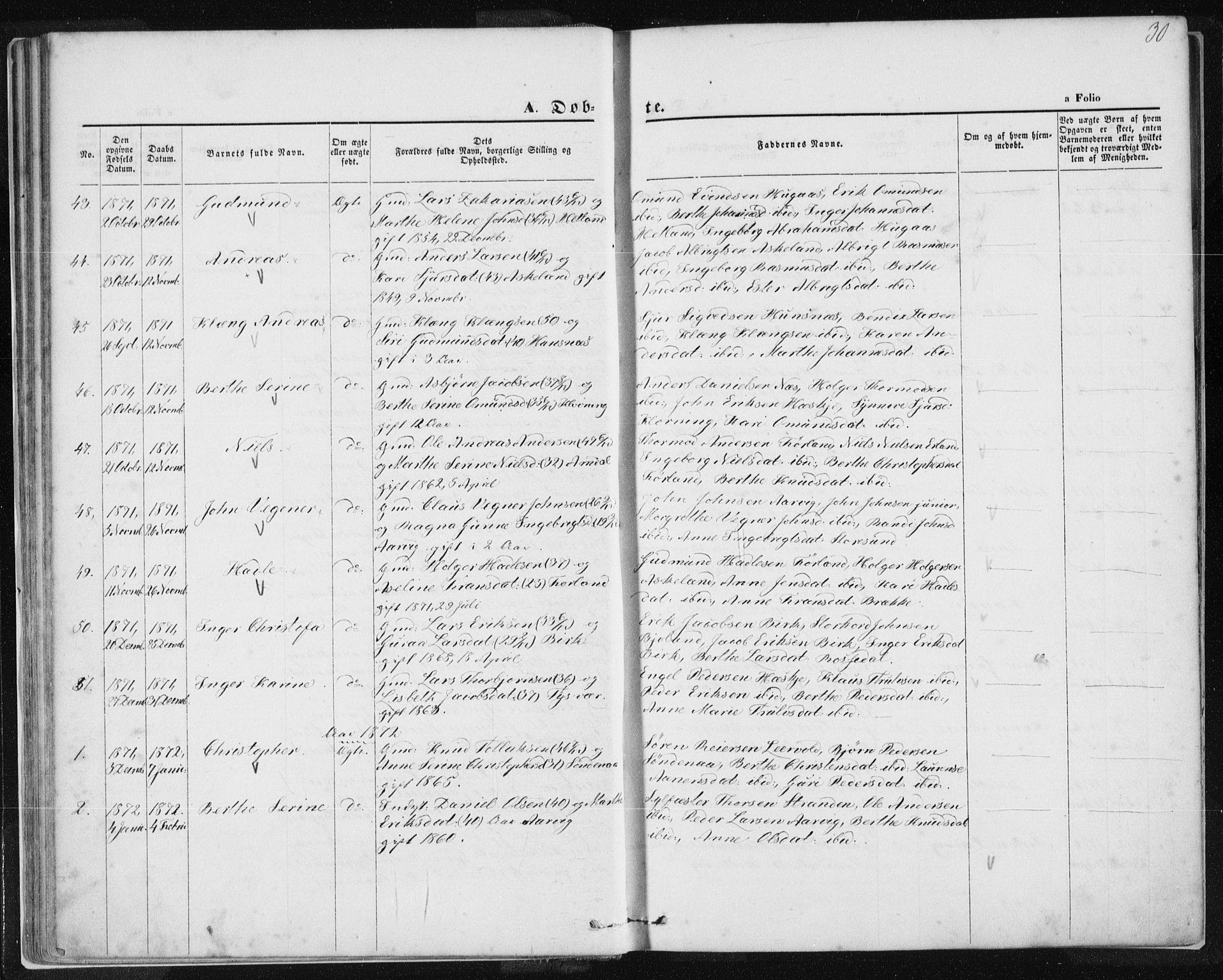 Tysvær sokneprestkontor, AV/SAST-A -101864/H/Ha/Haa/L0005: Parish register (official) no. A 5, 1865-1878, p. 30