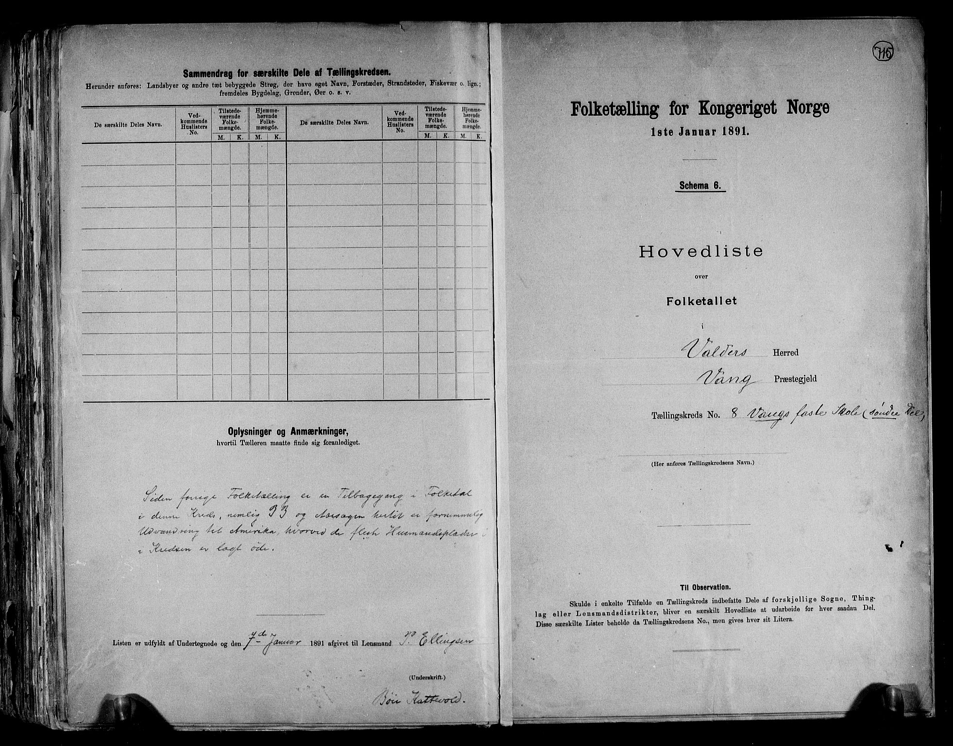 RA, 1891 census for 0545 Vang, 1891, p. 19