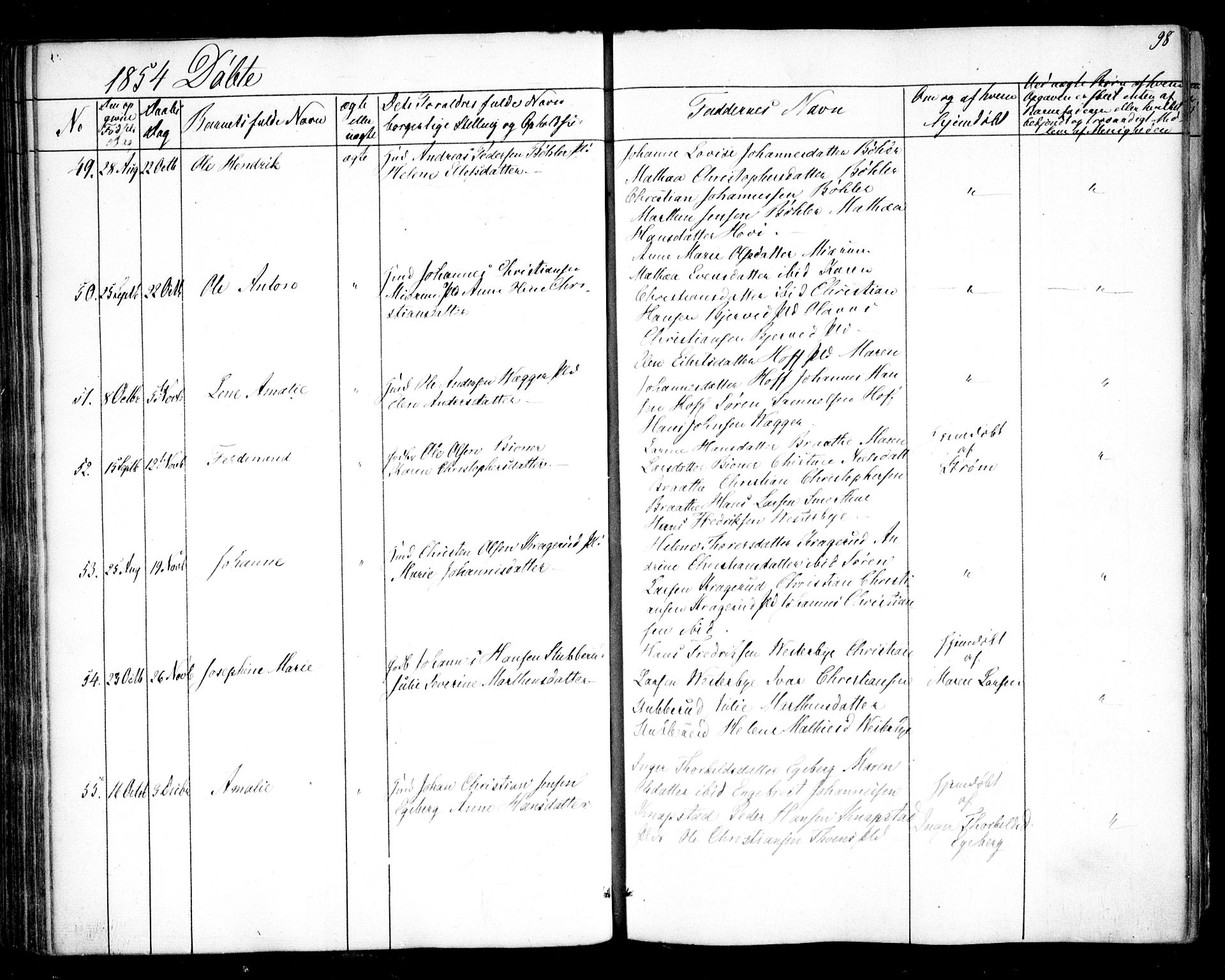 Hobøl prestekontor Kirkebøker, SAO/A-2002/F/Fa/L0003: Parish register (official) no. I 3, 1842-1864, p. 98