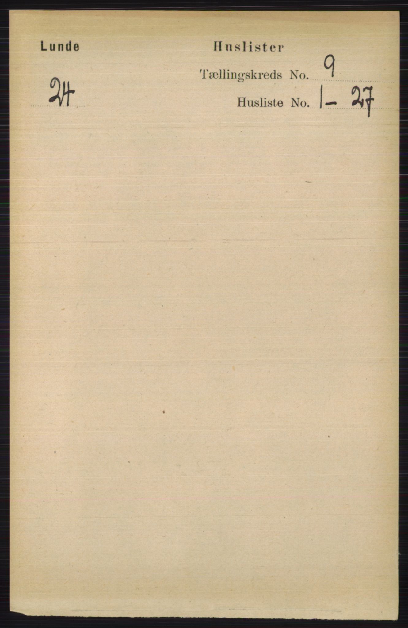 RA, 1891 census for 0820 Lunde, 1891, p. 2693