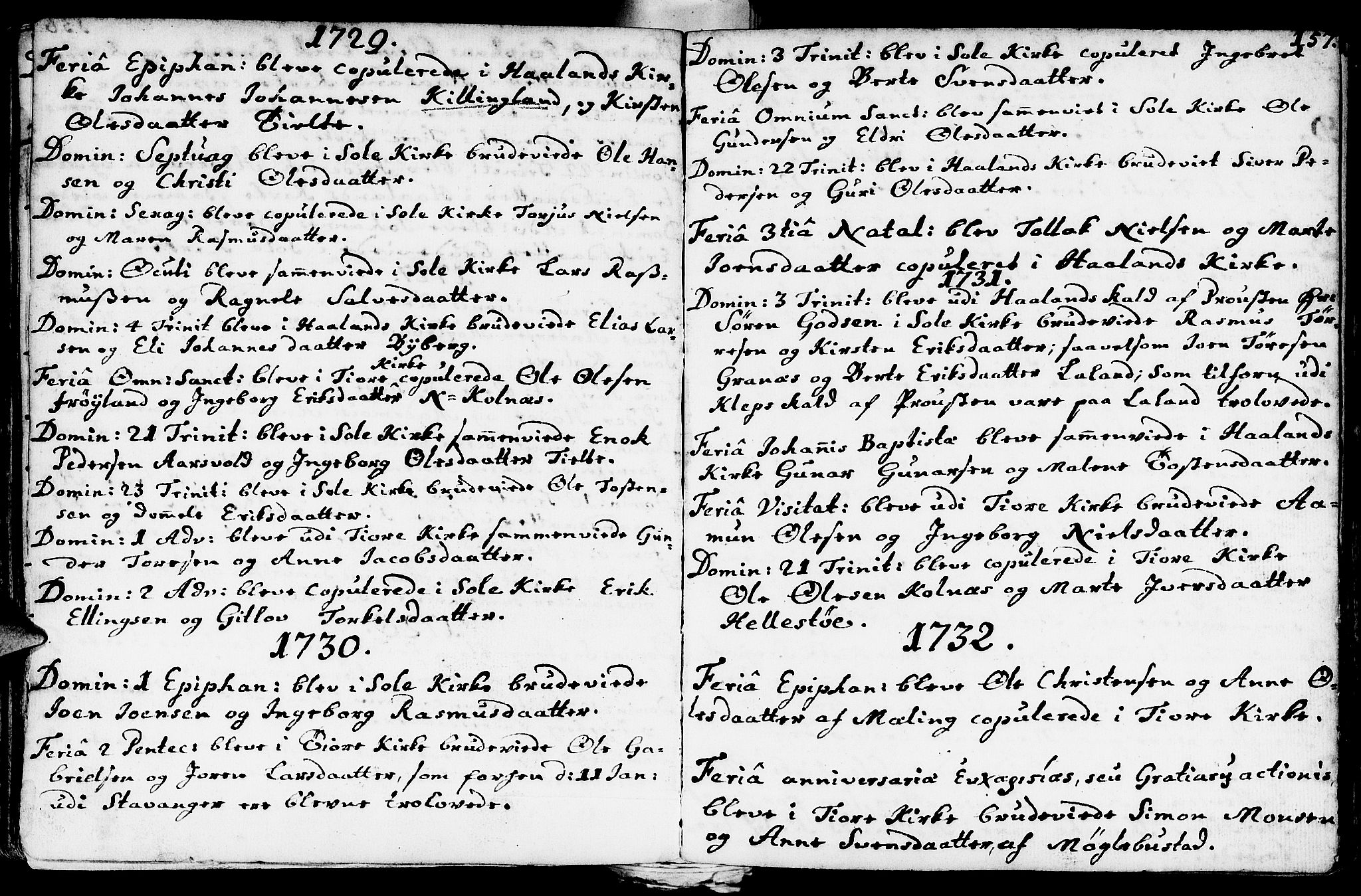 Håland sokneprestkontor, AV/SAST-A-101802/001/30BA/L0002: Parish register (official) no. A 2, 1722-1794, p. 157